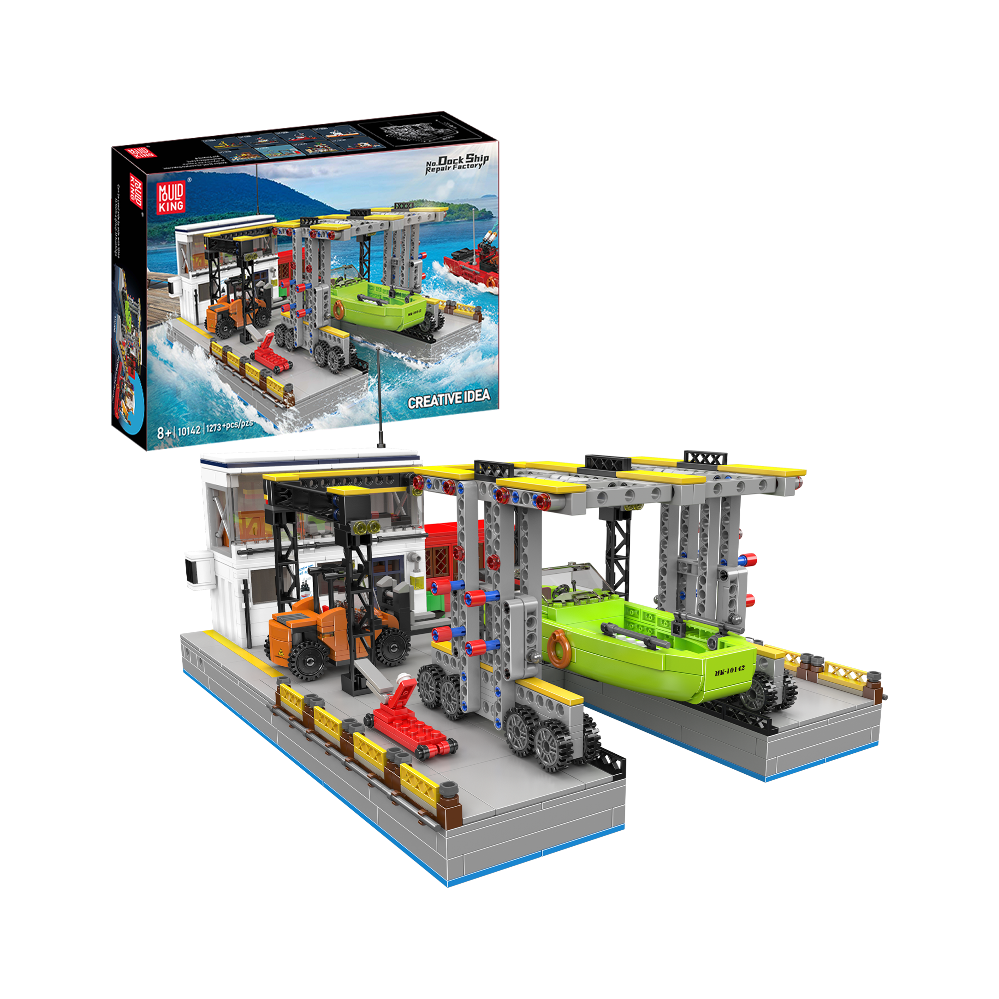 Mould King 10142 Dock Ship Repair Factory Building Set - 1,273 Piece Model Shipyard Construction Kit for Adults & Teens | STEM Educational Toy, DIY Engineering Project, Collector's Display for Home & Office