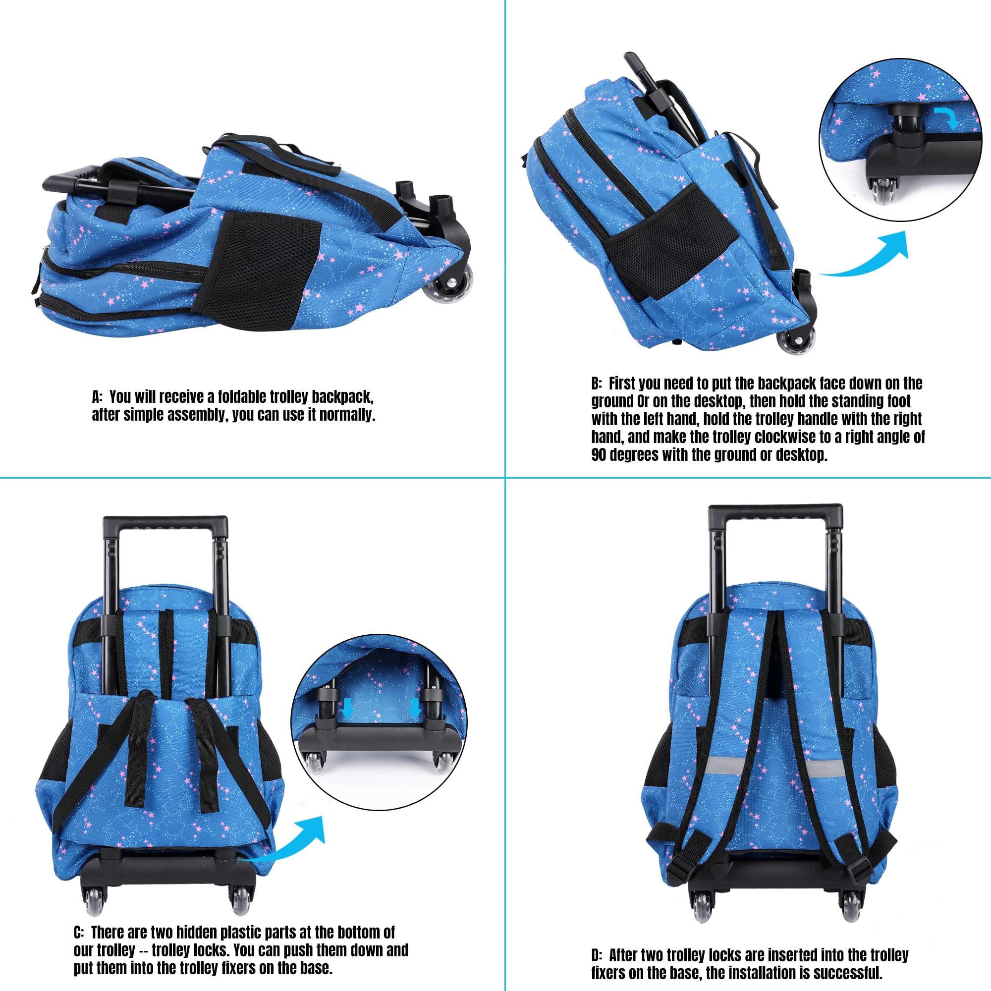 **Seastig 18in Rolling Backpack for Kids - Wheeled School Backpack with Double Handle, Durable & Lightweight - Perfect for School, Travel, and Daily Commute**