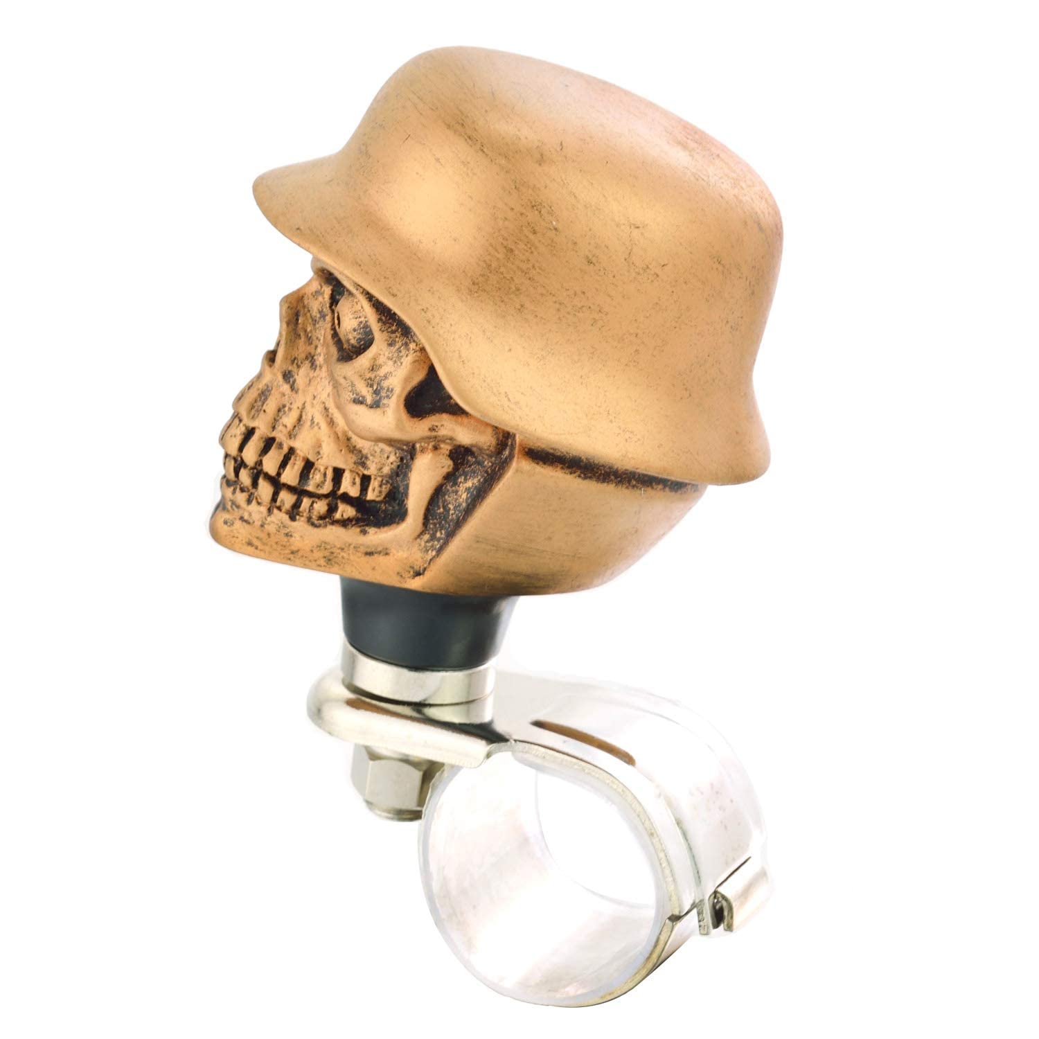 Lunsom Skull Soldier Steering Wheel Spinner - Power Grip Suicide Knob with Green Eyes, Universal Car Turning Aid for Manual & Automatic Vehicles (Bronze) | Perfect for Truckers, RV Drivers & Long-Distance Commuting