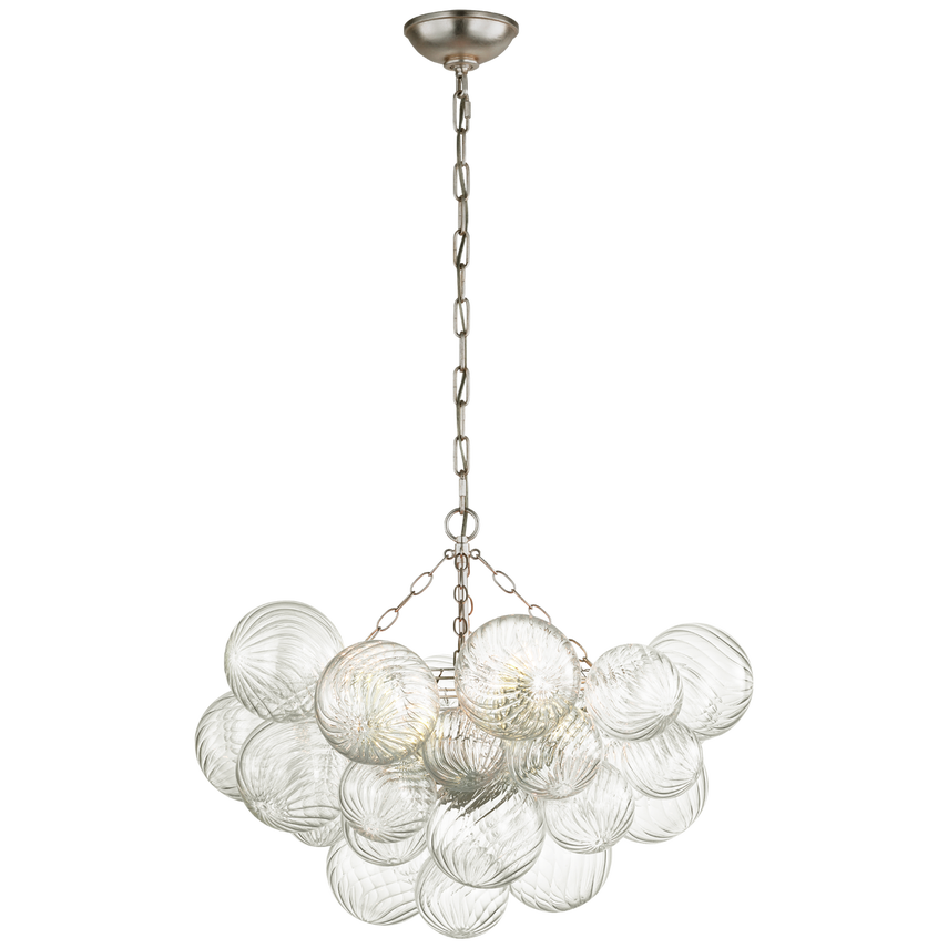 Amelia Medium Chandelier Light Fixture - Burnished Silver Leaf Finish - Elegant Dining Room & Bedroom Ceiling Lighting for Home Decor