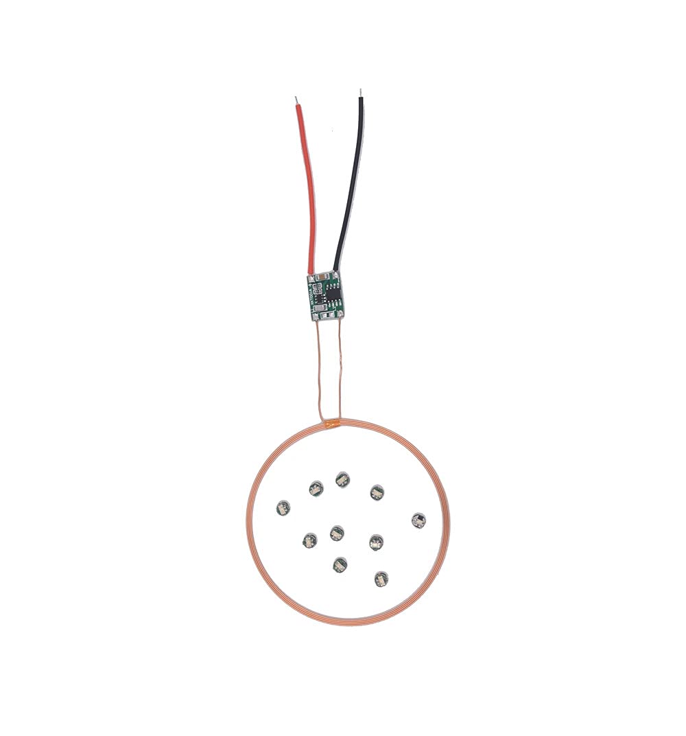 5V Wireless LED Coil Module - 80mm Long Distance Inductive Charging with 10 Color Adjustable Brightness LEDs for DIY Projects, Home Decor, and Wireless Charging Stations