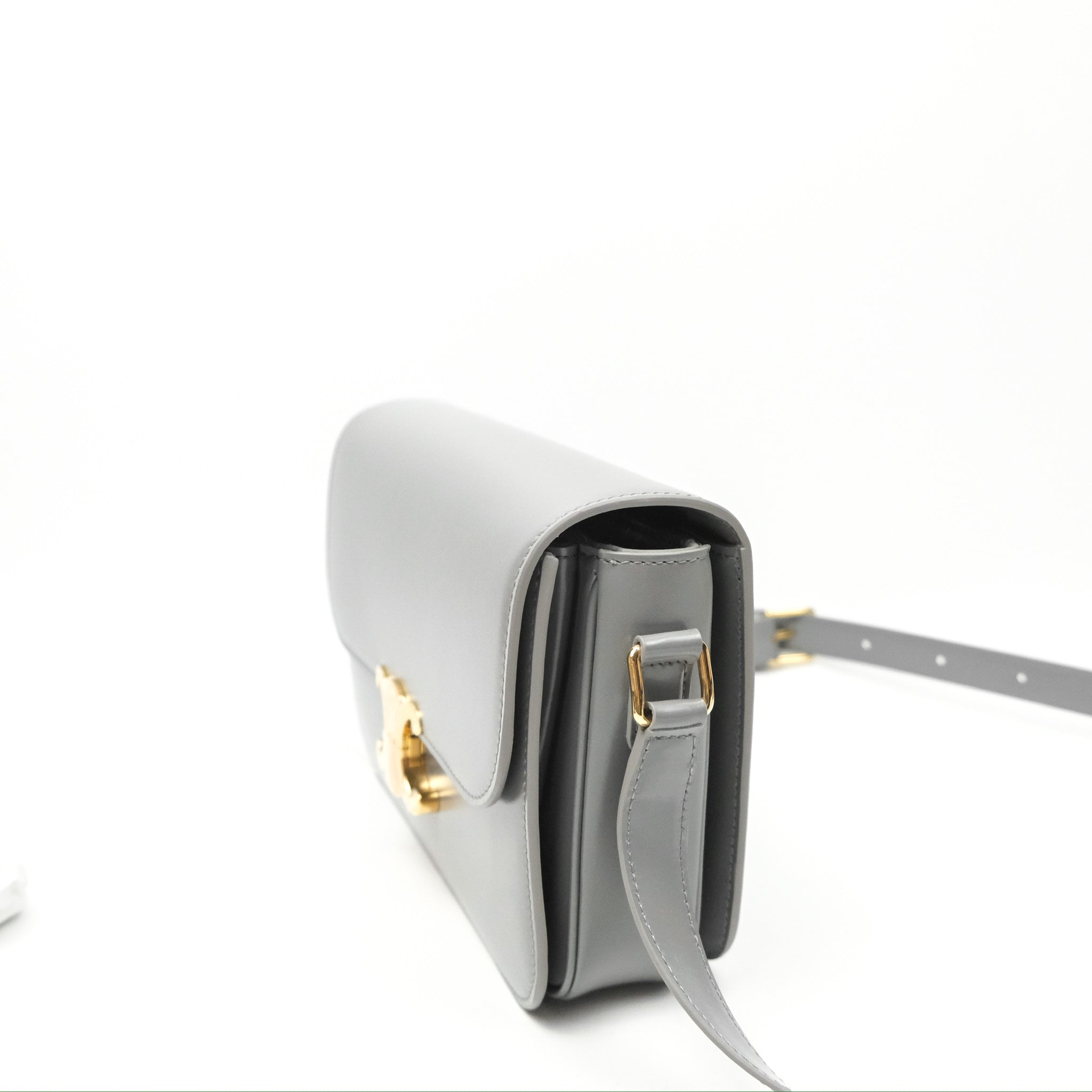 Celine Medium Triomphe Bag in Zinc Shiny Calfskin Leather - Luxury Designer Handbag for Women, Perfect for Work, Evening Events & Everyday Use