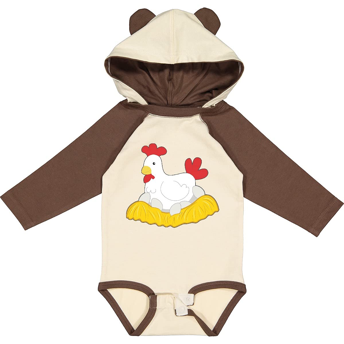 Inktastic Chicken in Nest Long Sleeve Baby Bodysuit - Adorable Animal Print Onesie for Newborns & Infants - Perfect for Playtime, Photo Shoots & Everyday Wear