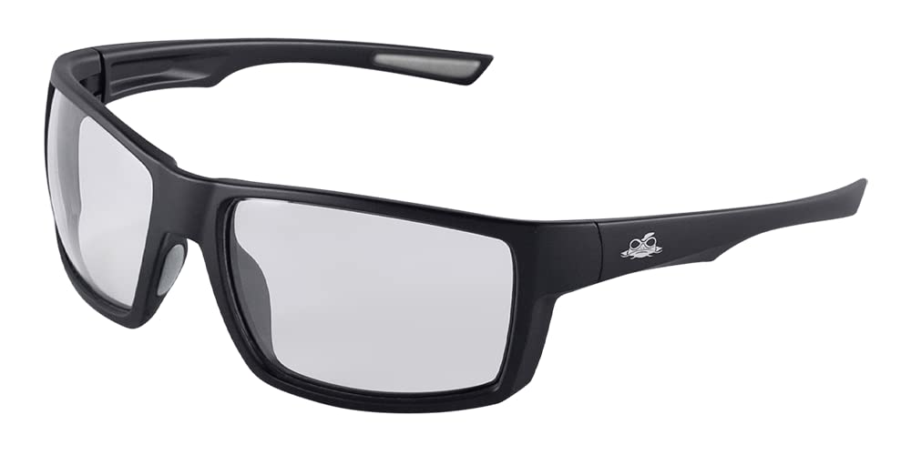 Bullhead Safety Sawfish Adjustable Tint Safety Glasses - Anti-Fog, Scratch Resistant, UV Protection - Matte Black Frame for Construction, Woodworking & Outdoor Work