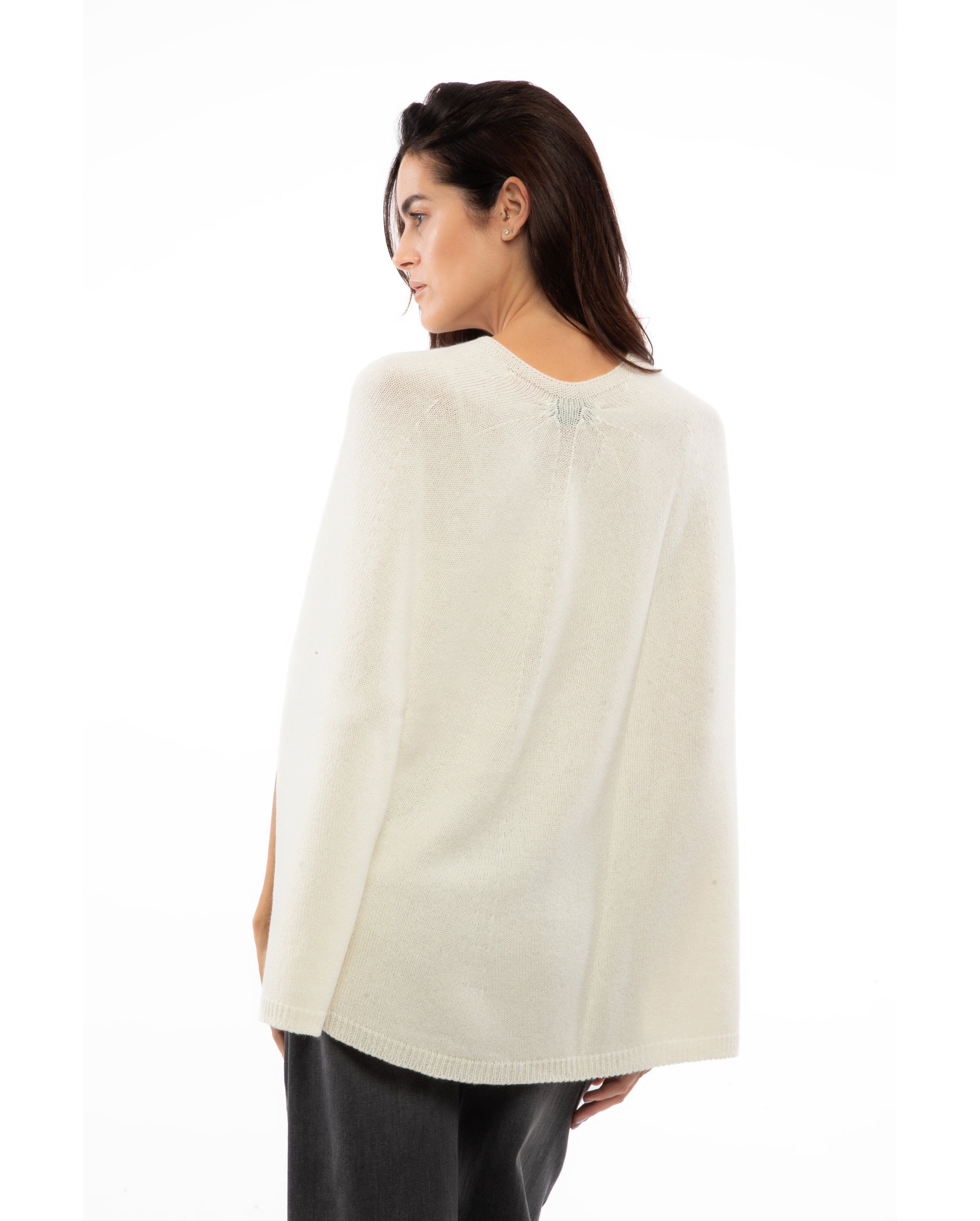 Luxury Women's Pure Cashmere Cable Knit Poncho - Soft Winter Shawl Wrap, Elegant Milk White Cashmere Sweater for Fall & Winter Fashion, Perfect for Office, Travel and Holiday Outfits