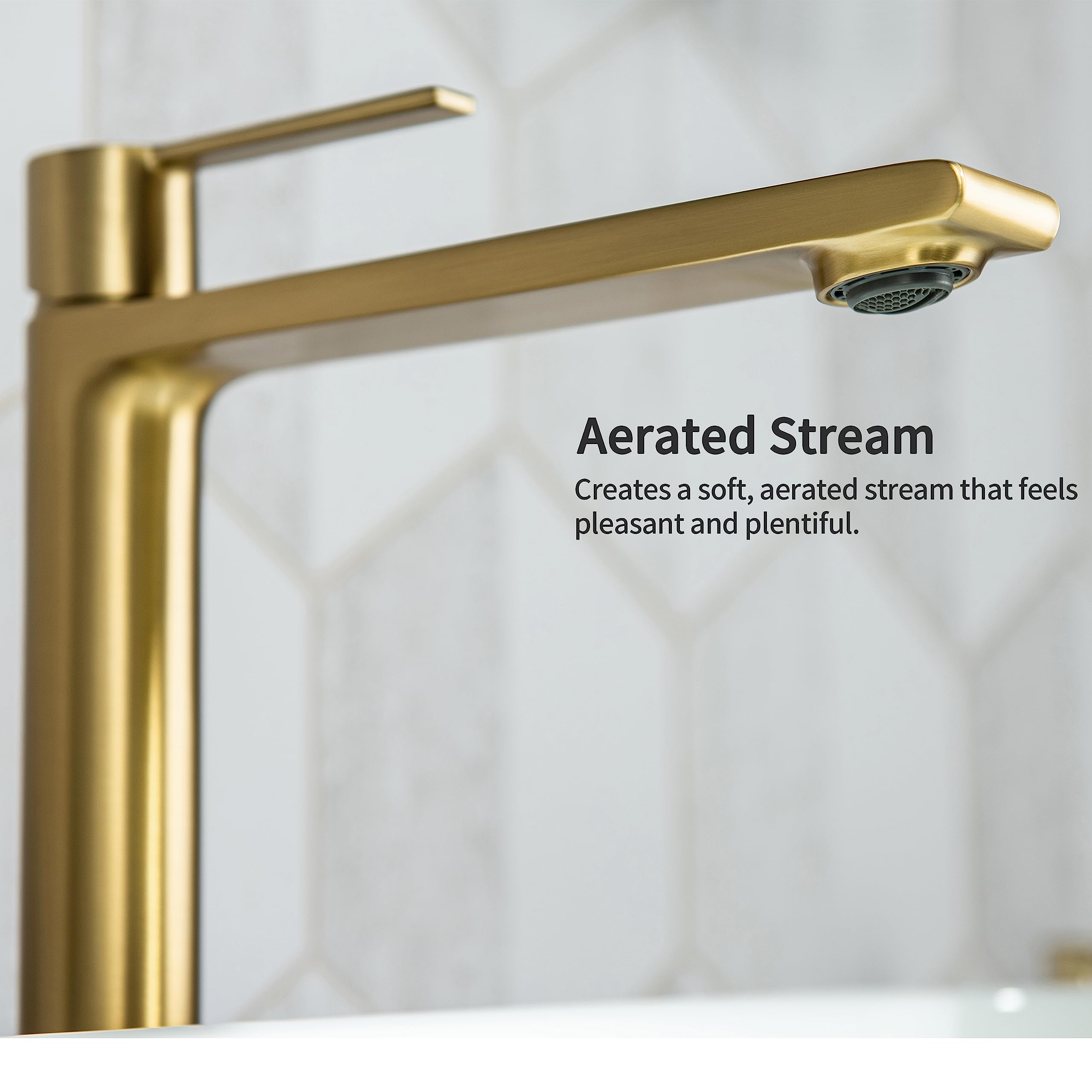 Premium Casta Diva Tall Single Hole Bathroom Faucet for Vessel Sink - Lead-Free Brass Construction, Tool-Free Installation, Elegant Gold Finish - Perfect for Modern Bathrooms & Powder Rooms