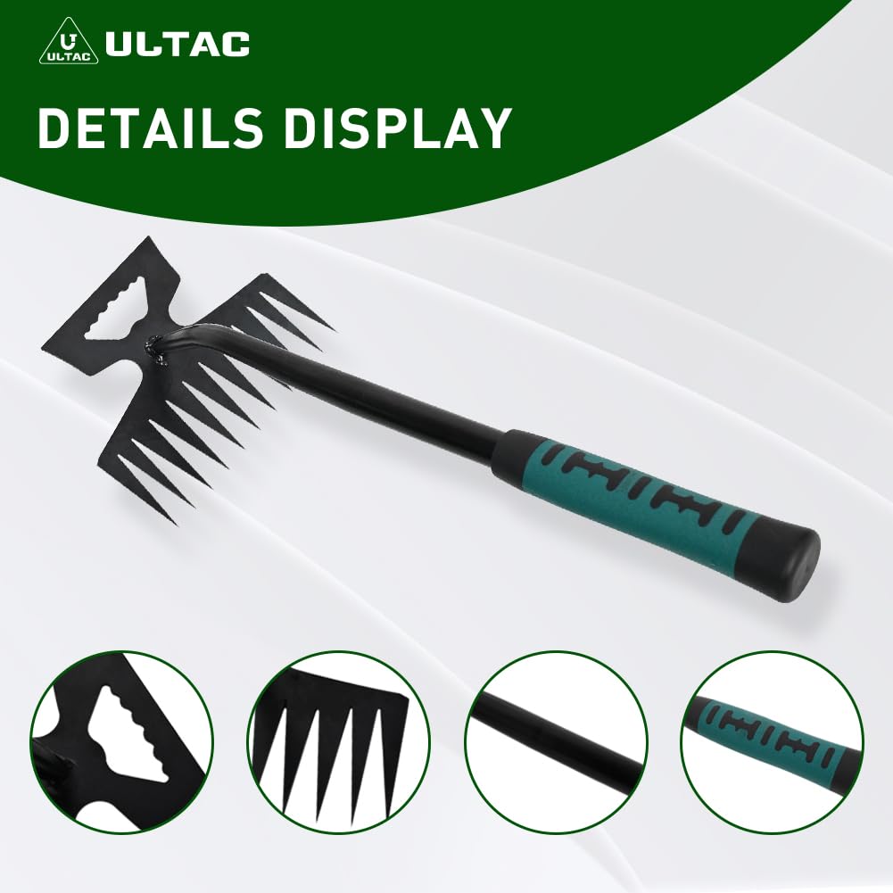 Stainless Steel Weed Puller Tool - Heavy Duty Hand Weeder with 6+11 Teeth for Gardening, Backyard Farming & Lawn Care | Portable & Effective Weeding Tool for Removing Dandelions, Thistles & Tough Weeds