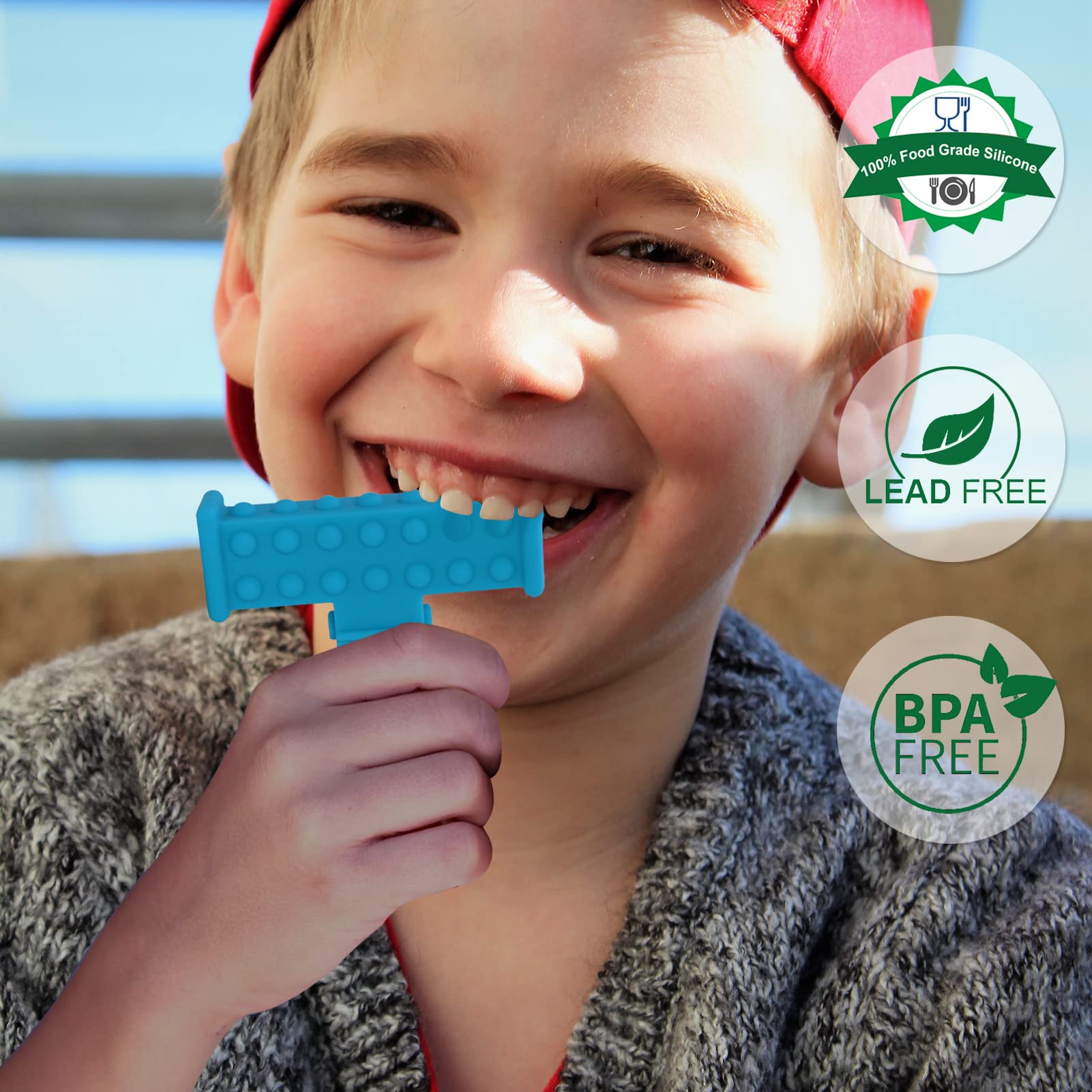 Sensory Chew Tubes for Autism & ADHD Kids - 4 Pack T-Shaped Oral Motor Toys for SPD & Special Needs Children - Safe Silicone Chewy Sticks for Boys & Girls - Perfect for School, Travel & Sensory Therapy