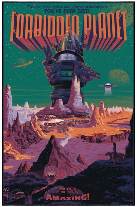 Forbidden Planet Movie Poster by Laurent Durieux - Vintage Sci-Fi Art Print for Home Theater & Office Decor