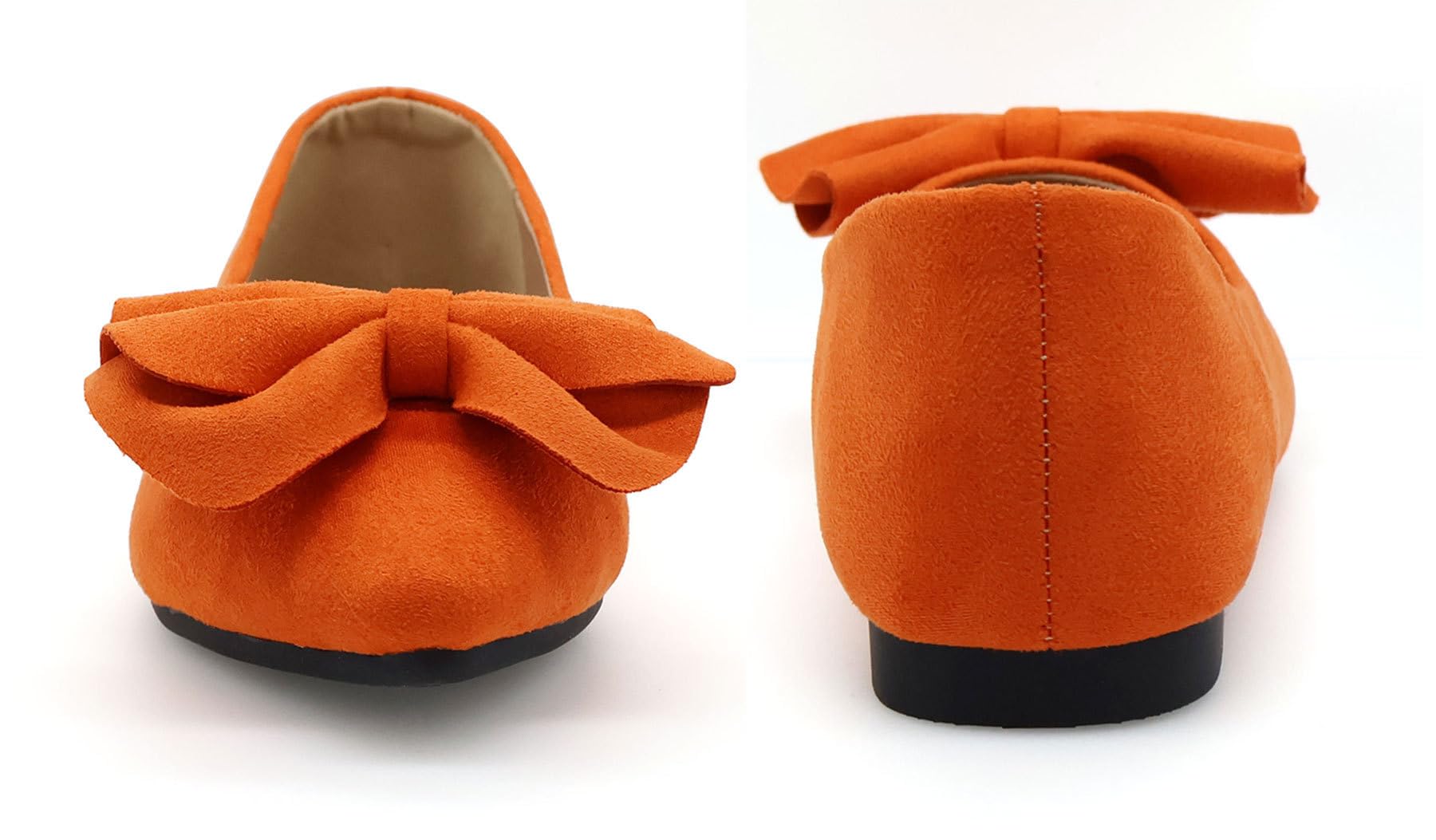 Women's Suede Ballet Flats with Bows - Soft Slip On Dress Shoes for Office, Wedding & Party | Comfortable Casual & Dressy Flats for Work, Holiday & Everyday Wear