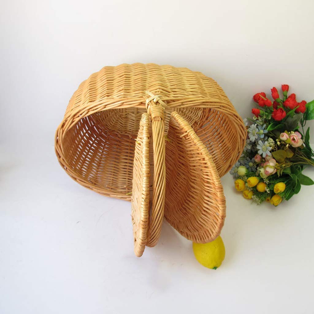 Large Capacity Wicker Picnic Basket for 2 - Insulated Cooler with Handles, Portable Covered Storage for Outdoor Picnics, Beach Trips & Romantic Dates - Perfect Gift for Couples, Boys & Girls