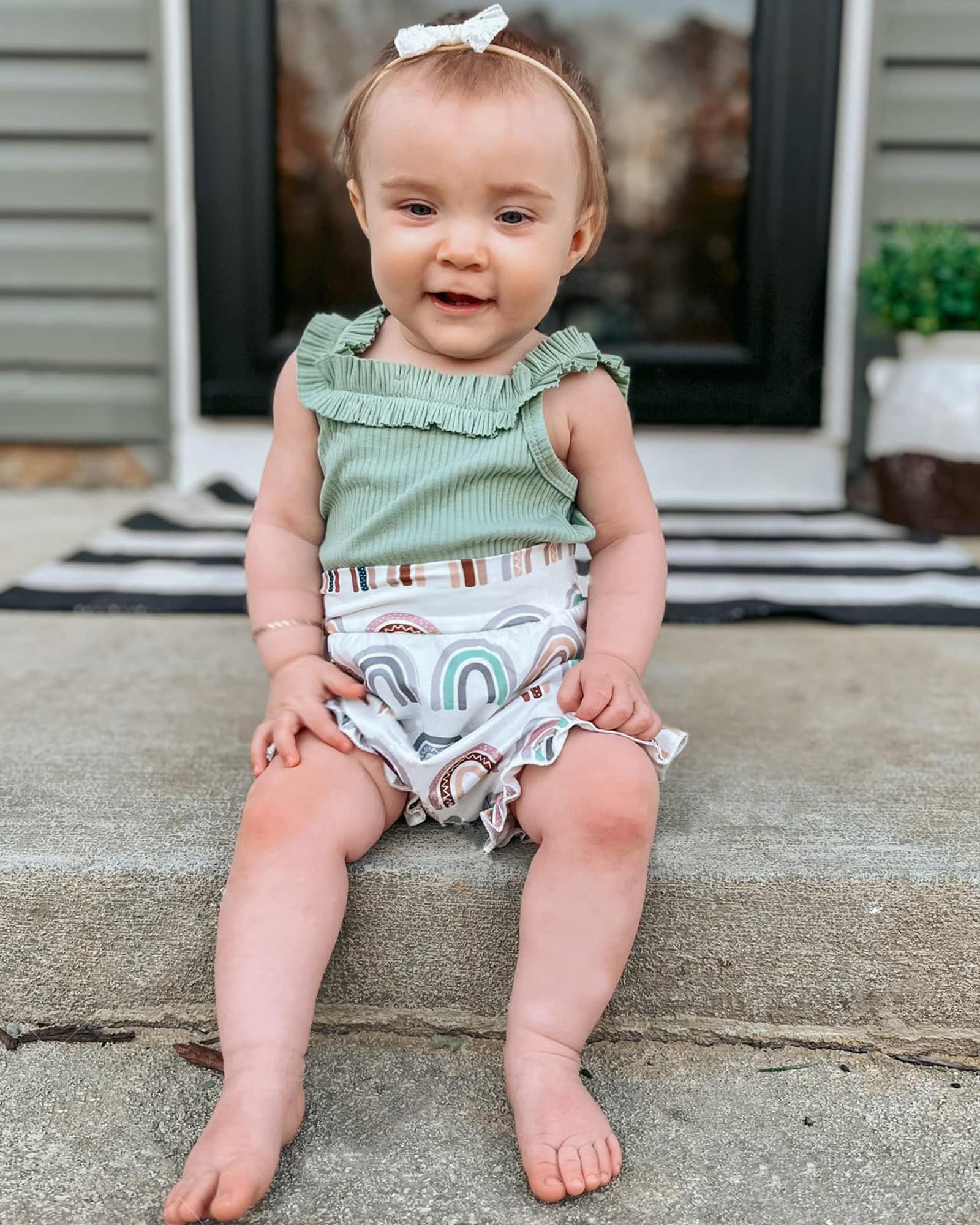 Newborn Baby Girl Summer Outfits Set - Floral Print Romper, Tops, Drawstring Shorts & Headband | Cute Infant Clothes for Photoshoots, Parties & Daily Wear
