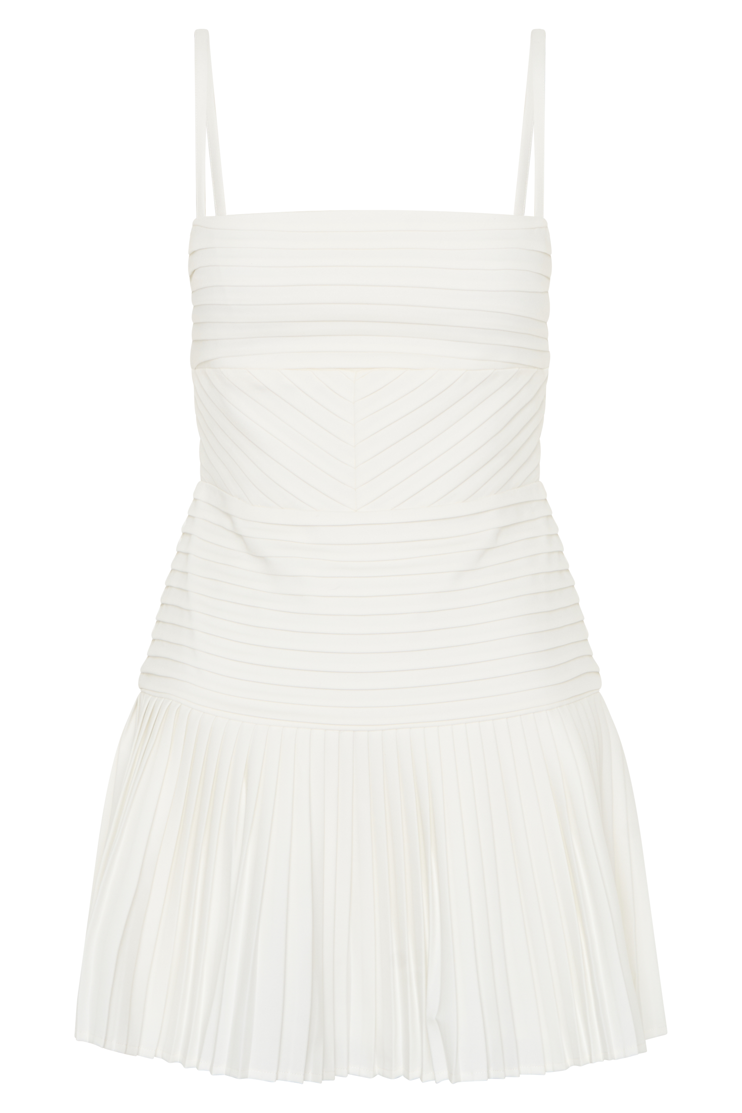 Rylee Multi Pleat Mini Dress in White - Elegant & Flirty Style for Parties, Dates & Special Occasions