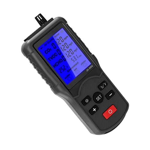 JD-3002 Air Quality Monitor with LCD Screen - Portable CO2 Detector, Temperature & Humidity Meter for Home, Office - Real-Time Air Quality Tester for Indoor Pollution Detection