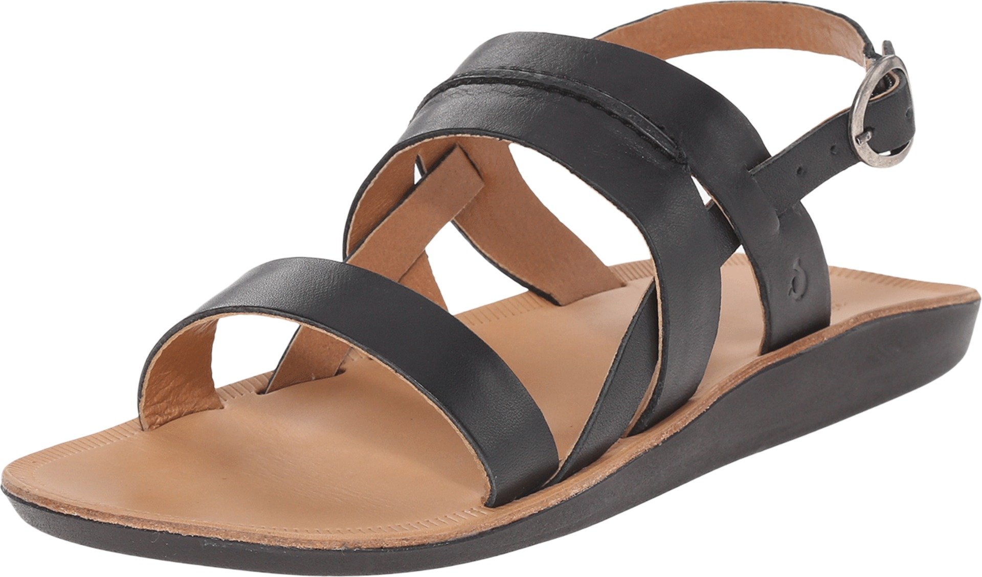 OLUKAI Leoa Women's Sandals - Comfortable Black Leather Flip Flops for Beach, Travel & Casual Wear | Size 6 US