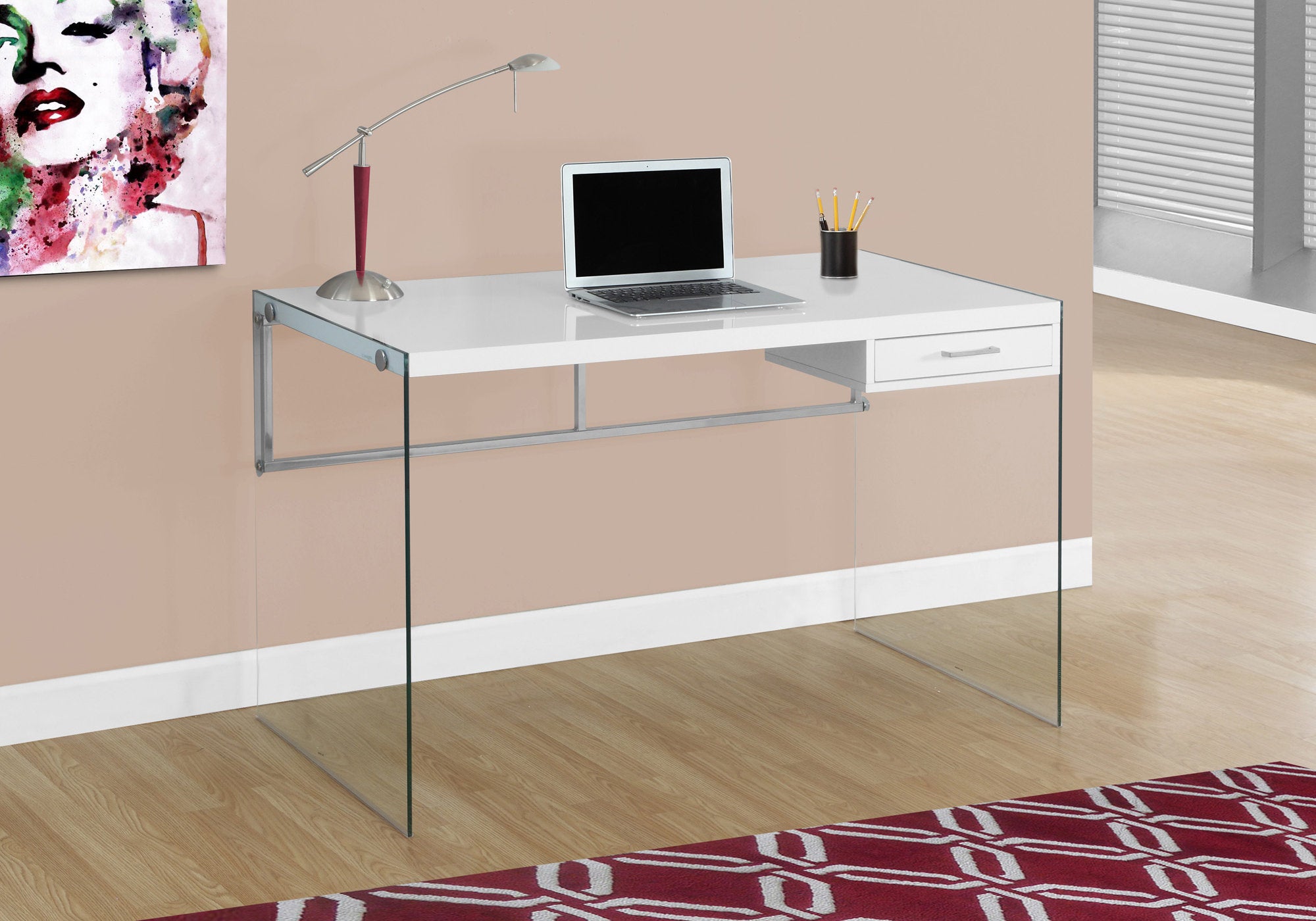 48L Glossy White Office Series Tempered Glass Storage Cabinet - Perfect for Home, Office & Retail Organization