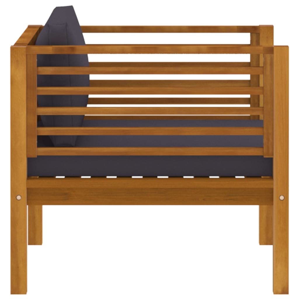 **Dark Gray Cushioned Acacia Wood Patio Chair - All-Weather Outdoor Furniture for Garden, Pool, Backyard, Deck & Poolside - Perfect for Relaxing & Entertaining**