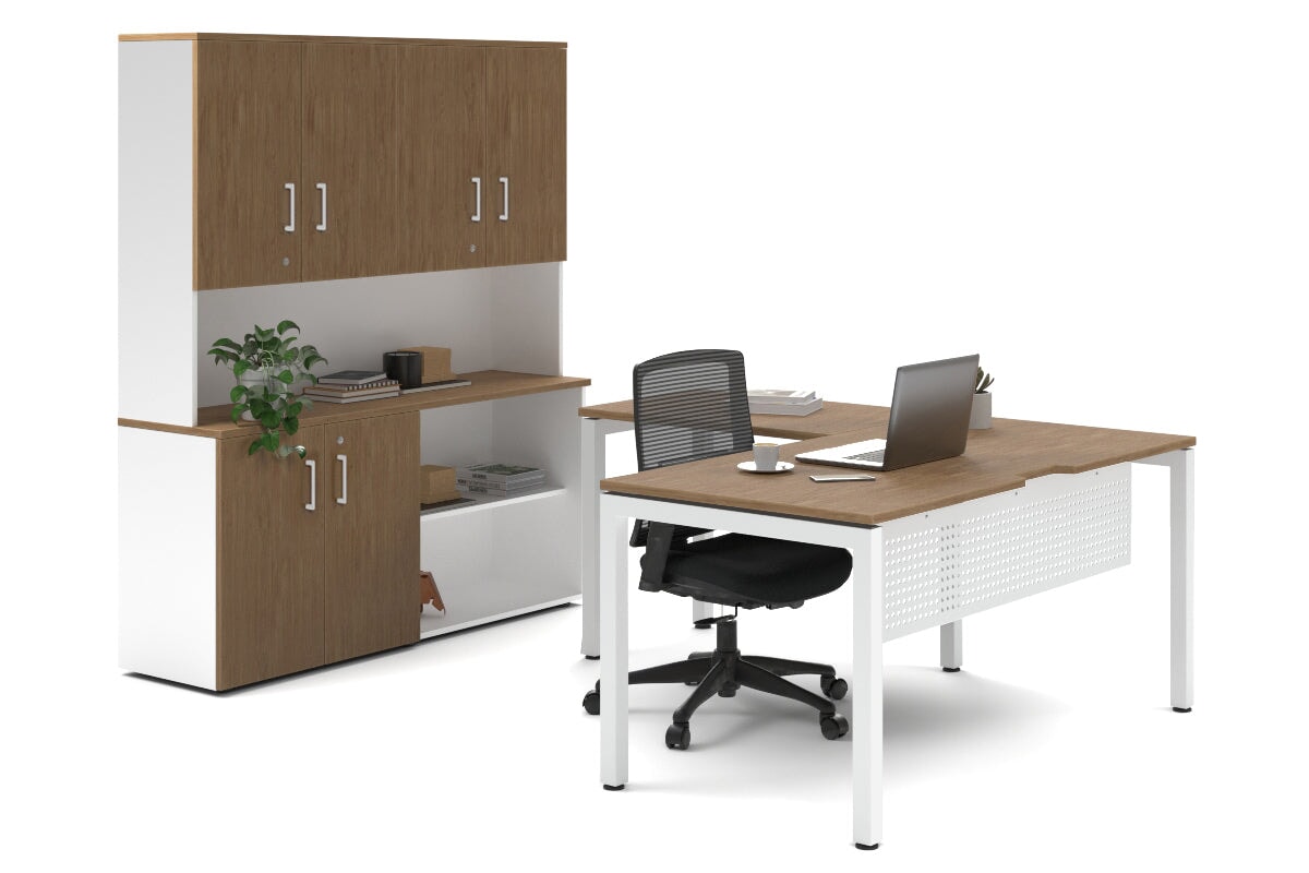 Quadro Square Legs L-Shaped Executive Desk with White Legs [1800L x 1700W] - Perfect for Home Office, Modern Workspace & Executive Suites