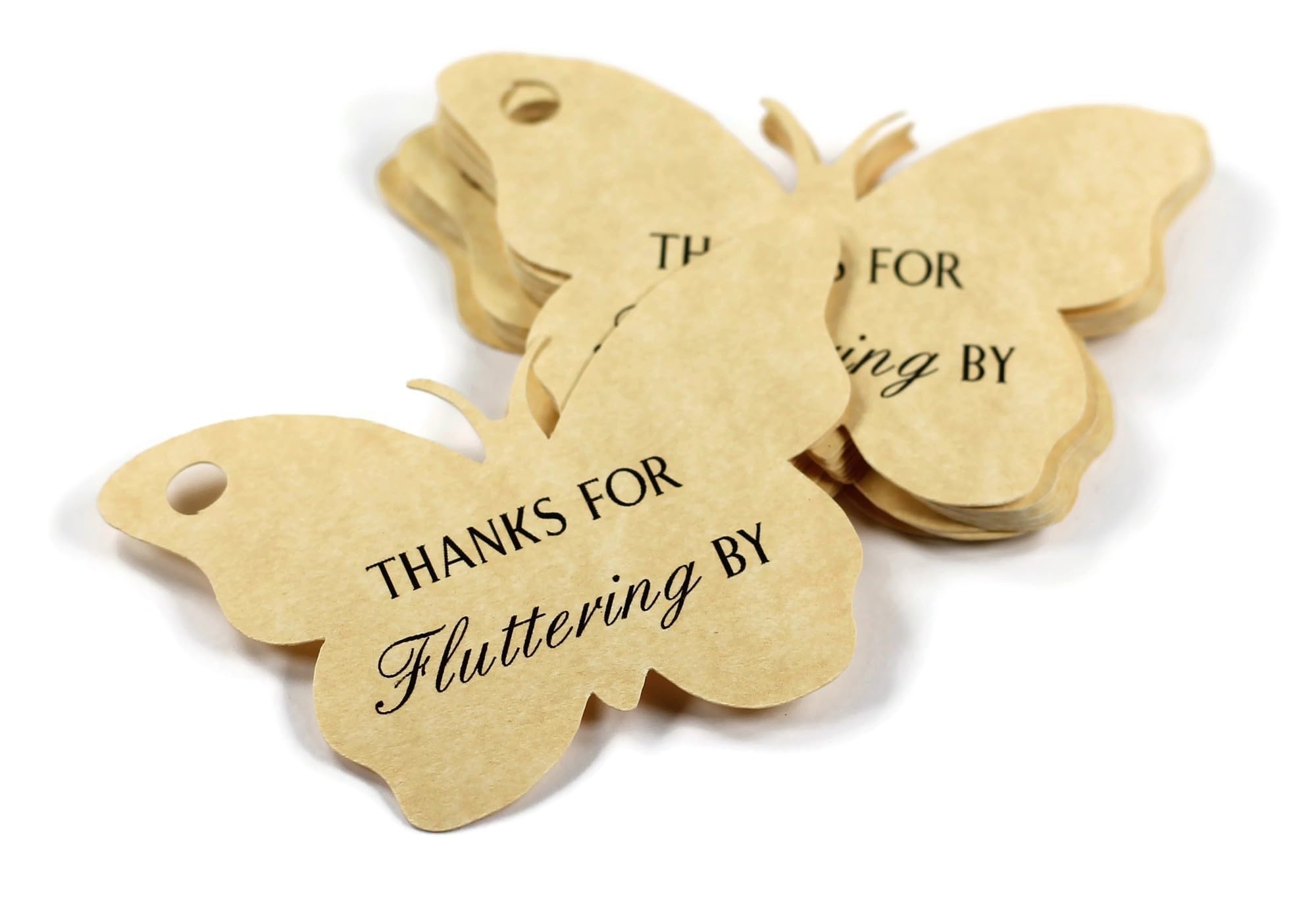 Antique Gold Butterfly Shaped Party Tags - 15pc Thank You Gift Favors for Baby Showers, Weddings & Birthday Parties