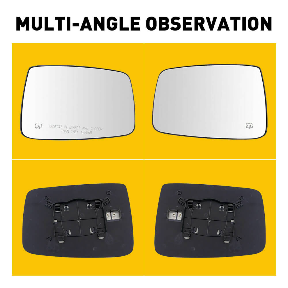 Heated Mirror Glass Replacement for 2010-2019 Dodge Ram 1500 2500 & 2019 Ram 1500 Classic (Left/Right Side) - Defrosting Side View Mirrors for Winter Driving Safety