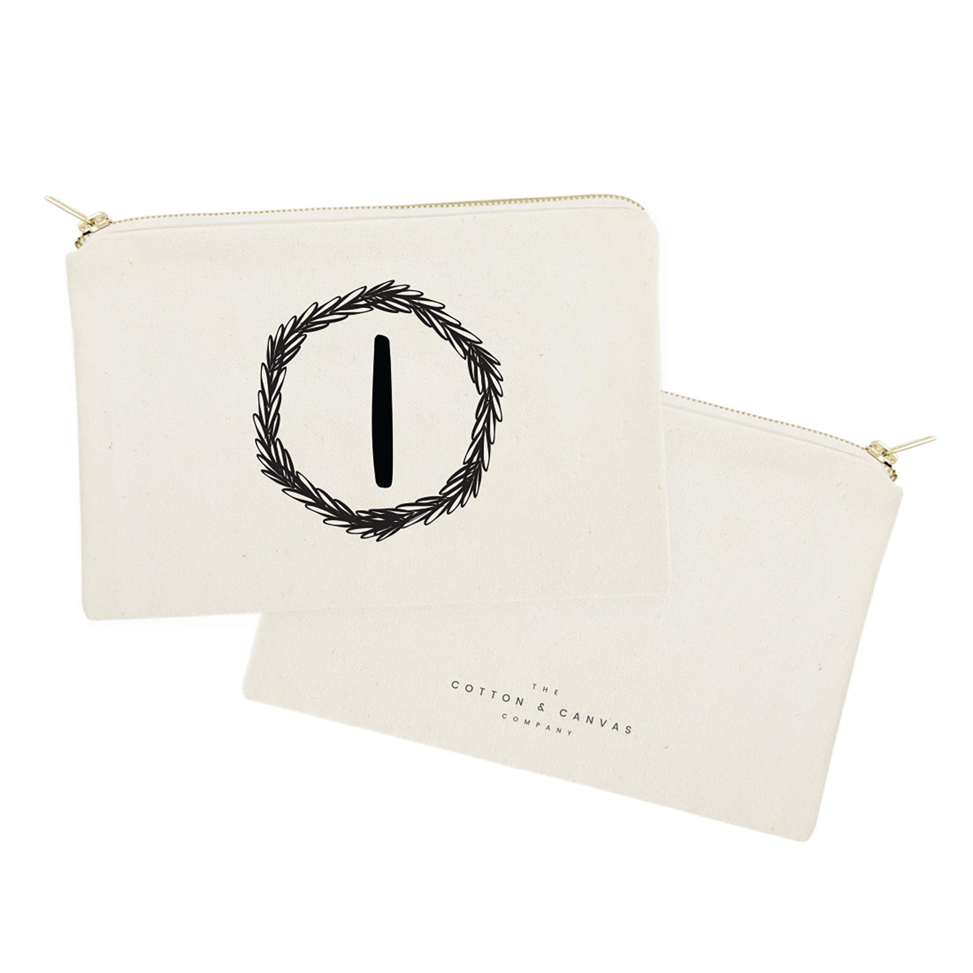Personalized Monogram Initial Cosmetic Bag & Travel Makeup Pouch - Cotton Canvas Wreath Design for Women | Perfect for Travel, Gym & Everyday Use