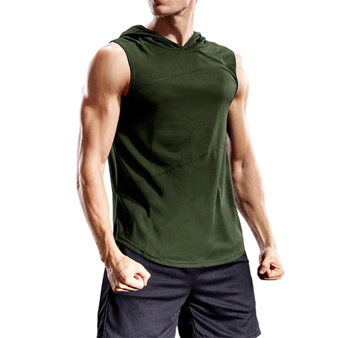 Men's Sleeveless Hooded Shirts - Breathable Summer Pullover Tops for Gym, Running & Outdoor Activities