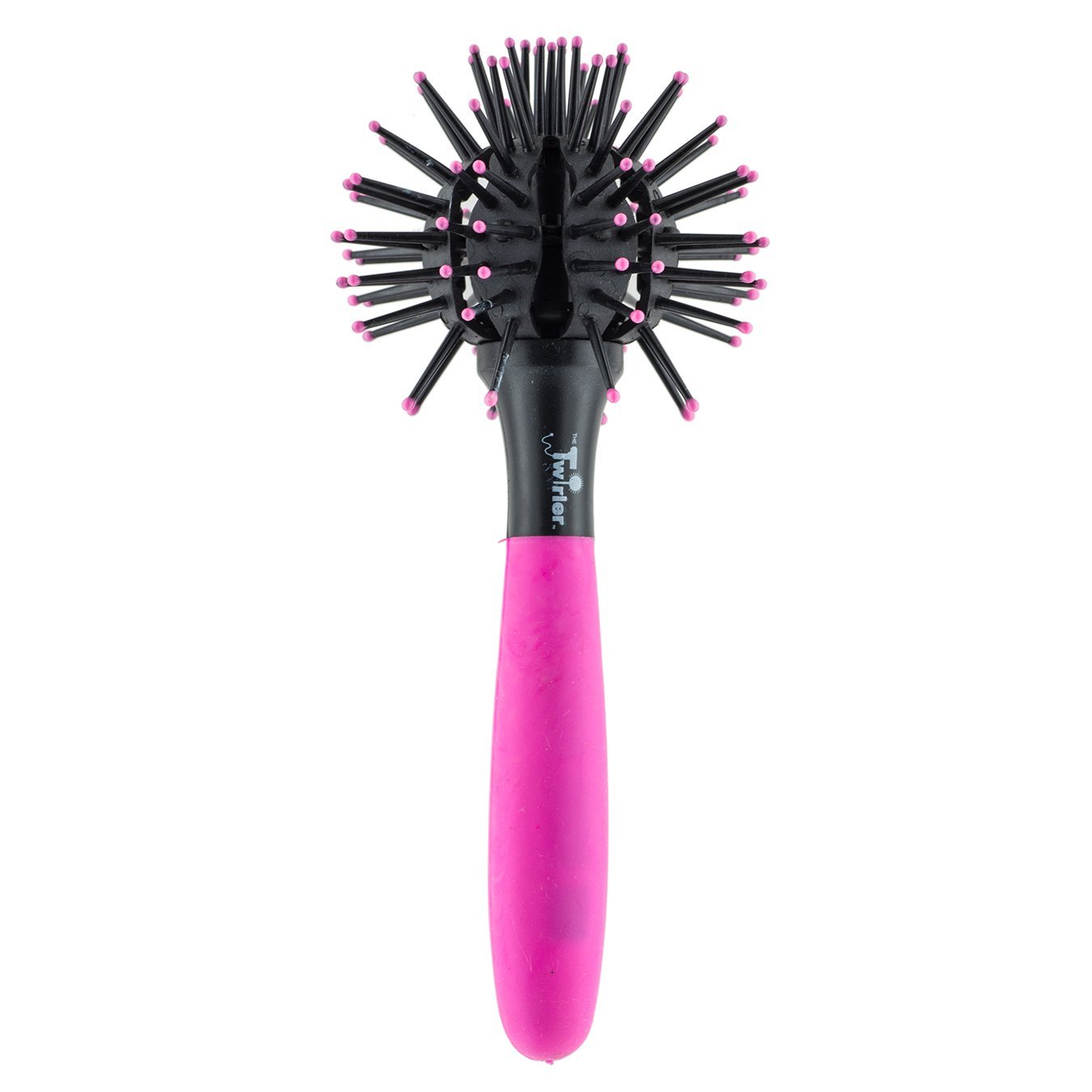 Neon Pink Small Ball Brush for Hair Styling - Perfect for Curly Hair, Detangling, and Volume Boosting at Home or Salon