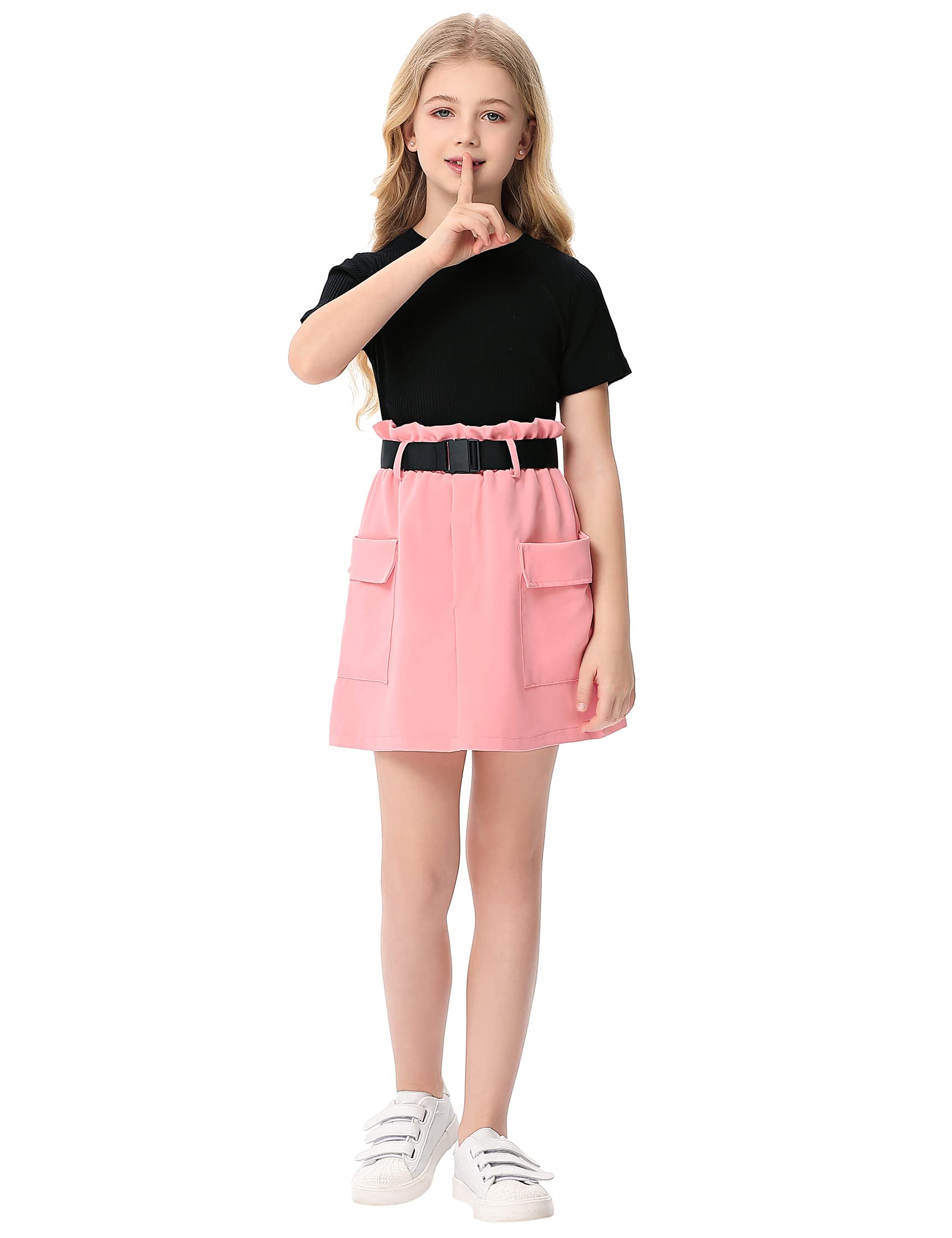 Girls Summer 2-Piece Outfit Set - Cute T-Shirt & Shorts Skirt Combo for Toddler & Kids | Perfect for Beach, Playdates & Outdoor Activities