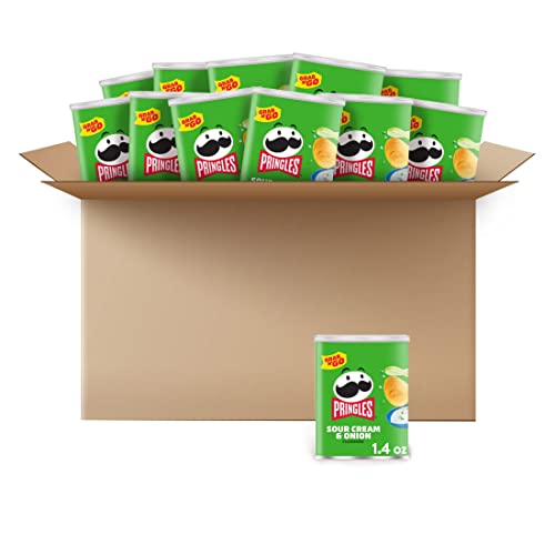 Pringles Sour Cream & Onion Potato Crisps - 12 Pack | Crunchy Snacks for Lunch, Office, Kids & On-the-Go | Perfect for School Lunches, Movie Nights & Road Trips