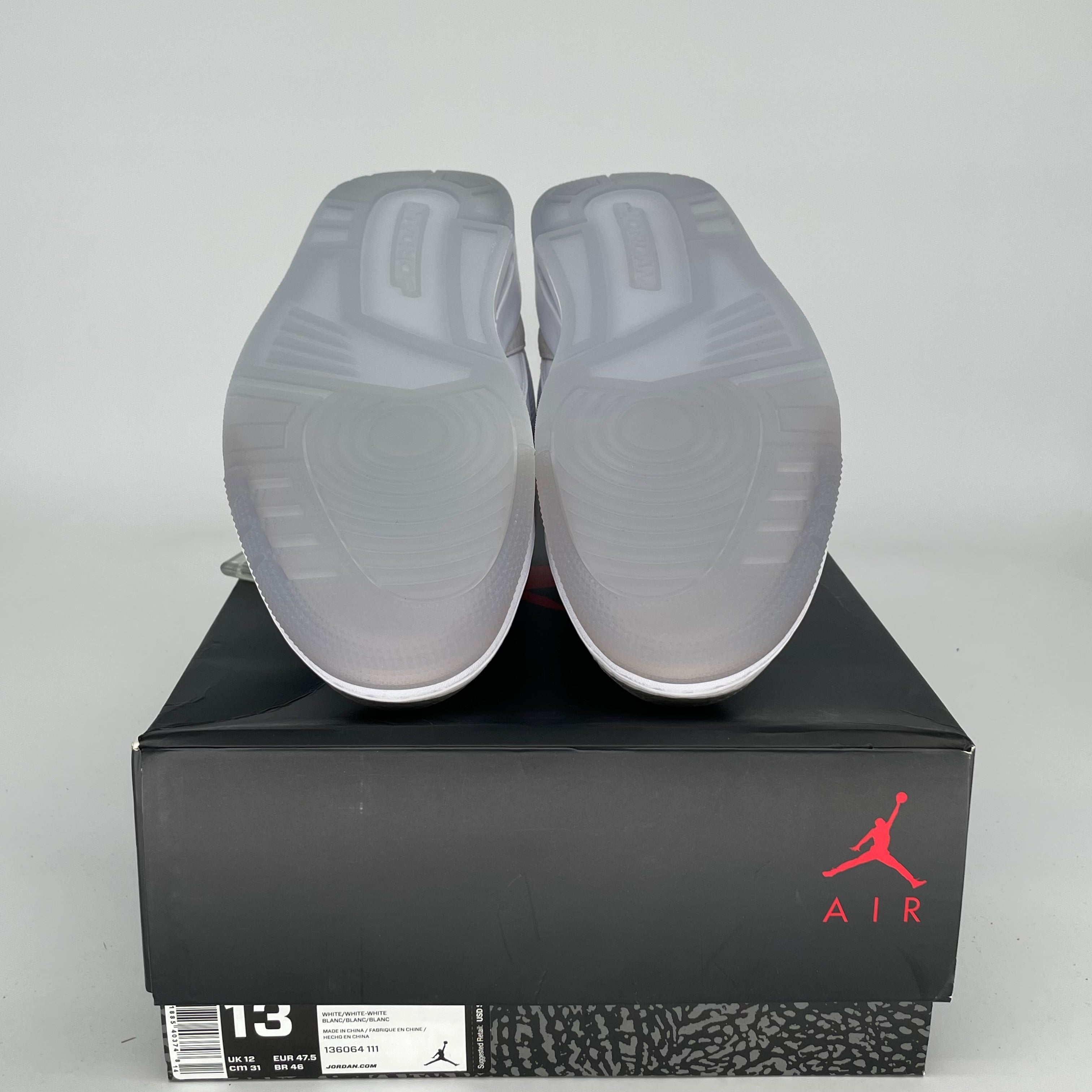 AIR JORDAN 3 RETRO PURE WHITE MEN'S BASKETBALL SHOES SIZE 13 (136064-111) - Perfect for Sneaker Collectors & Streetwear Fashion