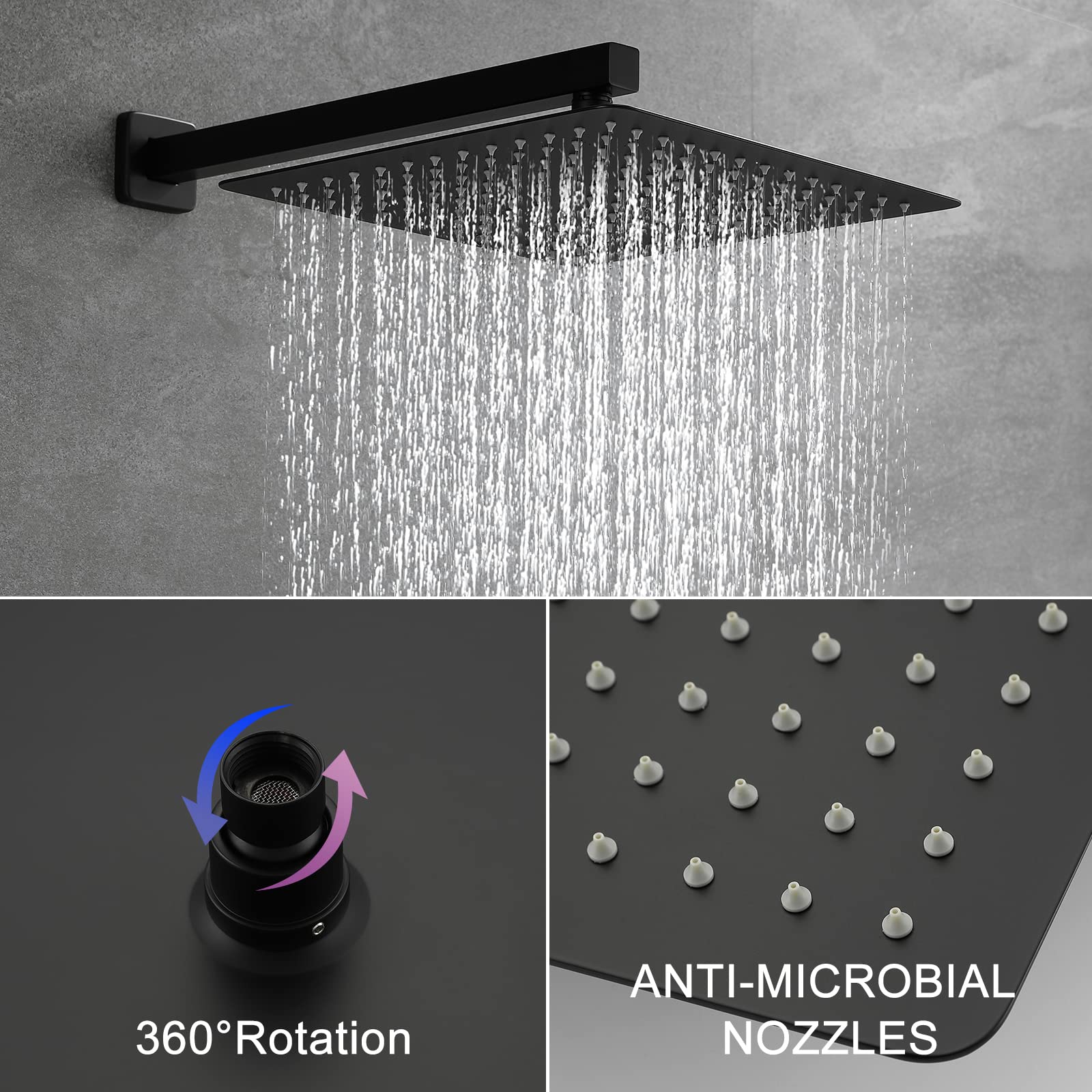 SHAMANDA Matte Black Shower System with 12