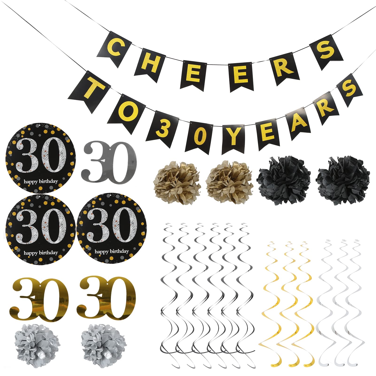 30th Birthday Decorations for Men - Party Ornaments & Supplies for 30th Birthday Party Decor | Perfect for Adult Milestone Celebrations, Office Parties & Surprise Events