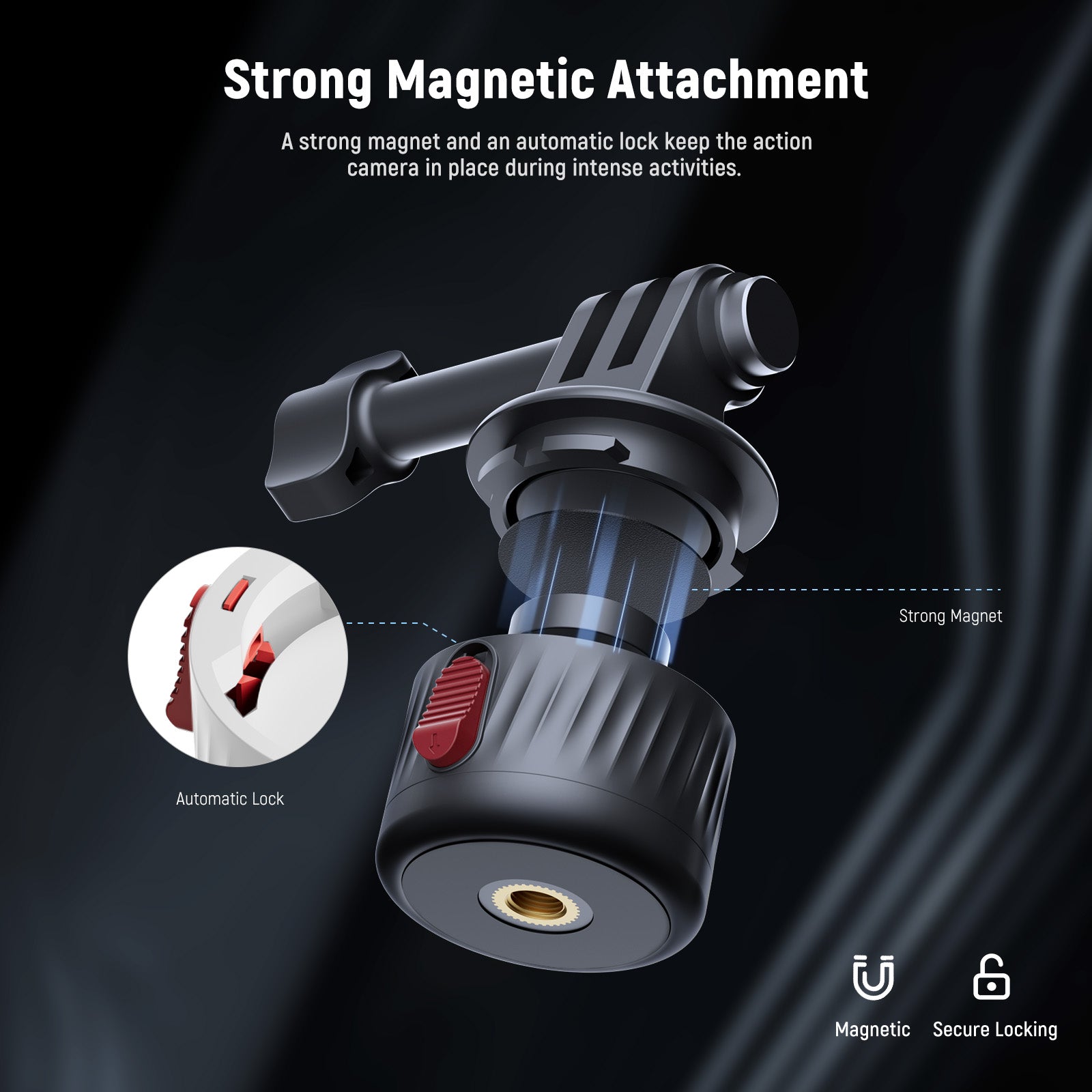 NEEWER GP 21 Magnetic Quick Release Tripod Mount Adapter Set for GoPro Hero 11/10/9/8/7/6/5 - Secure & Easy Camera Mounting for Vlogging, Travel & Action Shots