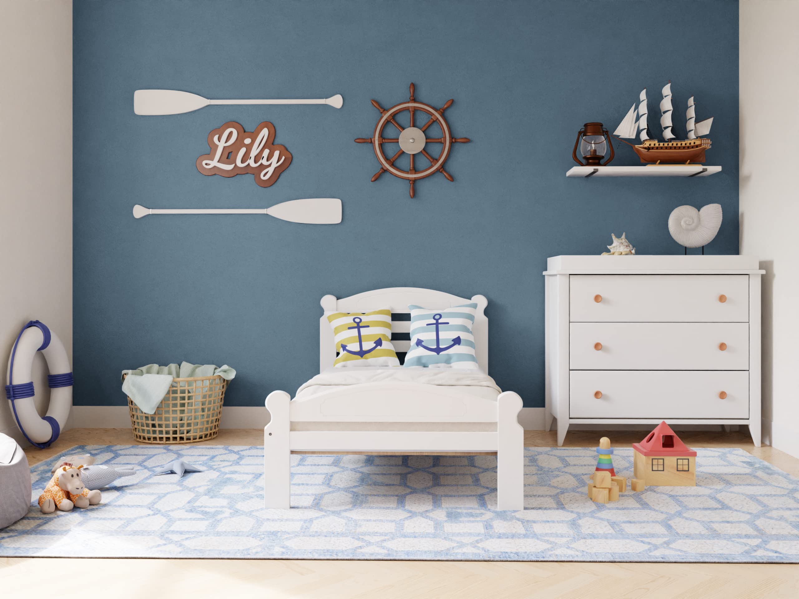 Solid Pine Twin Bed Frame - Unfinished Wooden Bed with Slats for Boys & Girls | Easy Assembly Kids Bedroom Furniture | Perfect for Guest Rooms, Dormitories & Children's Bedrooms
