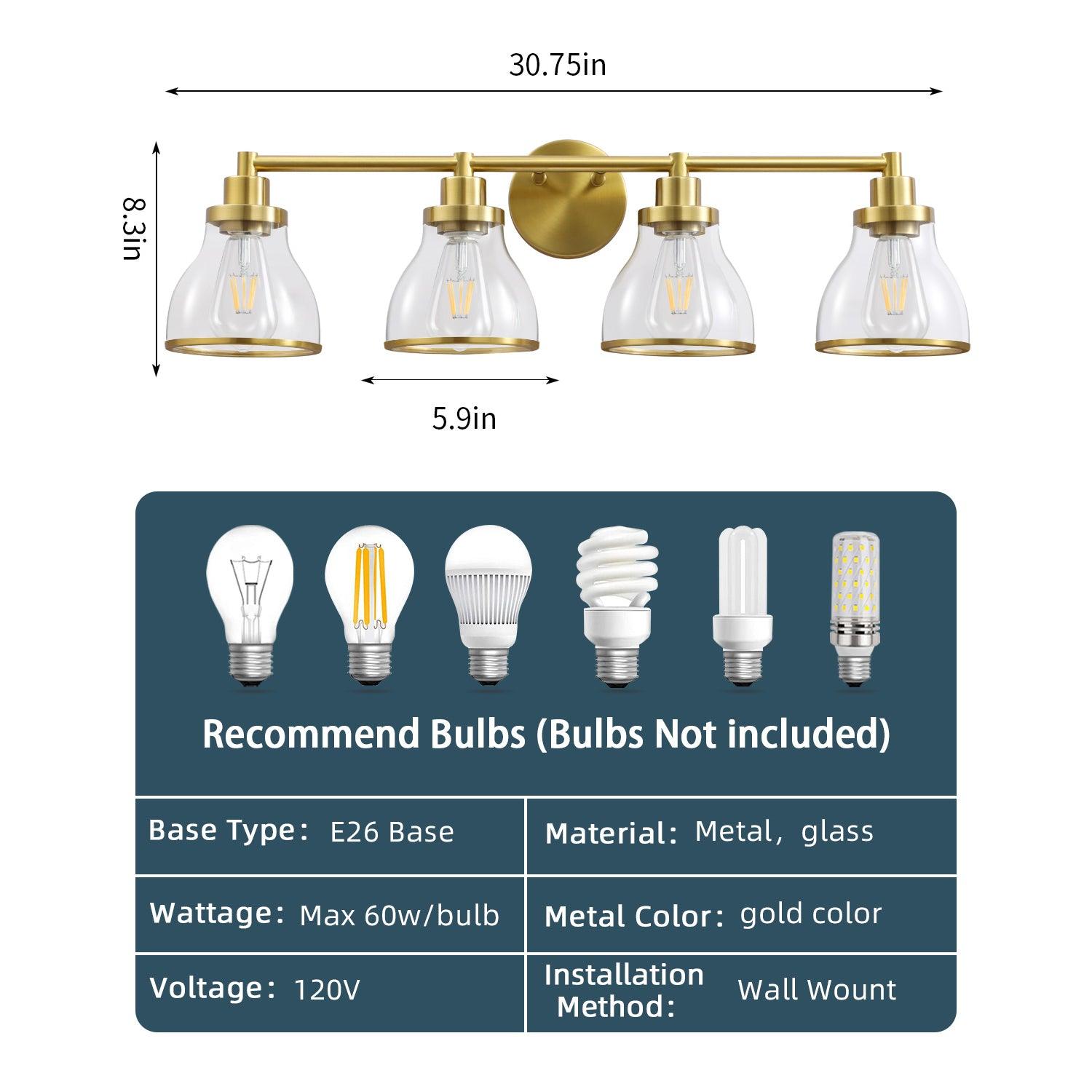 Hermosa Modern 4-Light Bathroom Vanity Light Fixture - Brushed Nickel Finish for Bathroom Mirror Lighting, Perfect for Modern Home Decor and Spa-Like Ambiance
