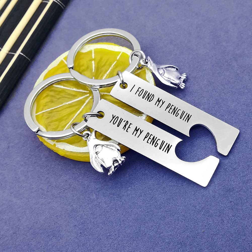 Penguin Couple Keychain Set - Matching 'You're My Penguin' & 'I Found My Penguin' Gifts for Girlfriend/Boyfriend - Personalized Couples Jewelry for Christmas, Wedding & Anniversaries - Perfect for Long Distance Relationships & Romantic Surprises