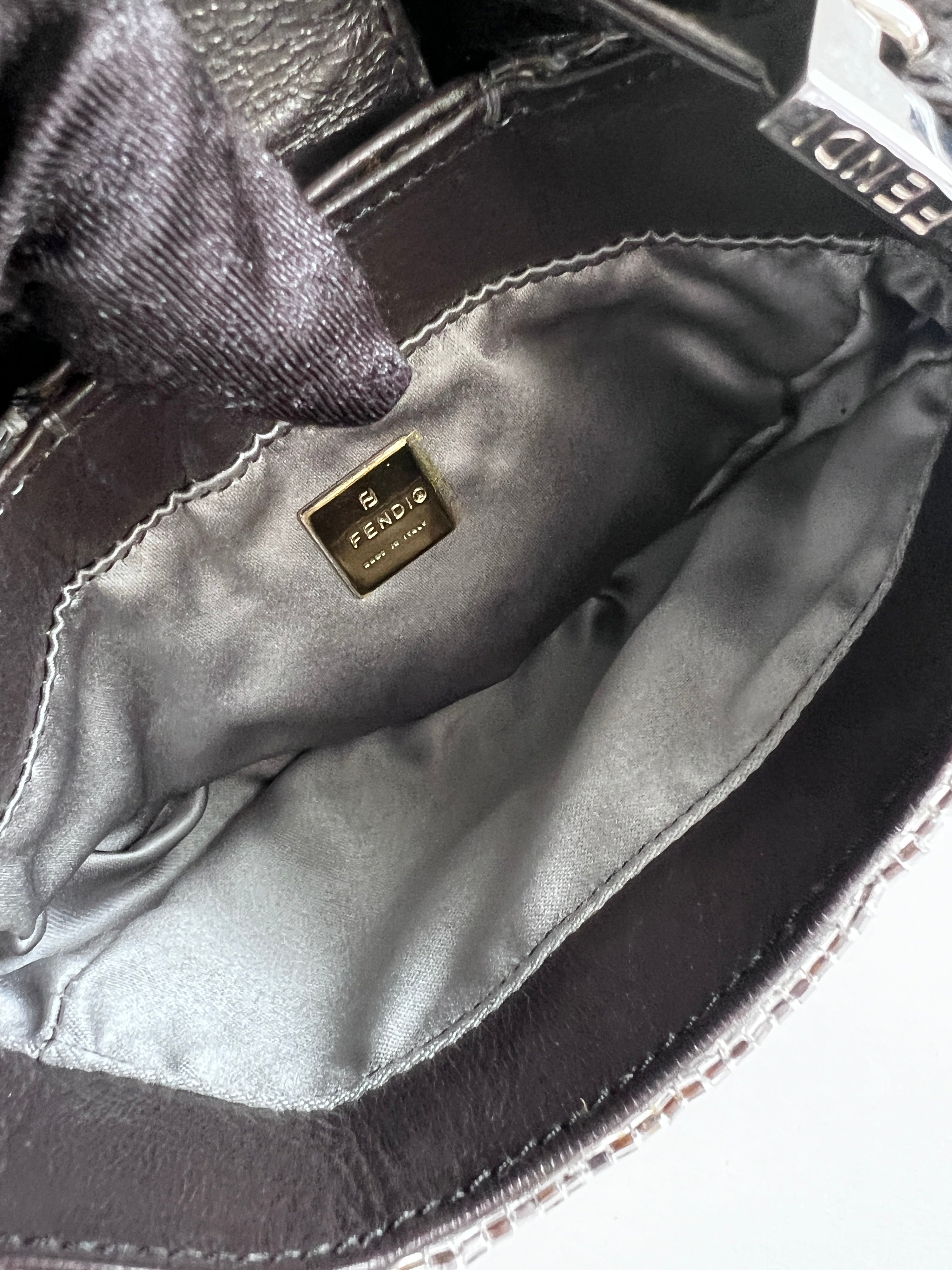 Vintage Fendi Silver Sequin Croissant Bag - Luxury Evening Clutch for Parties, Weddings & Special Occasions
