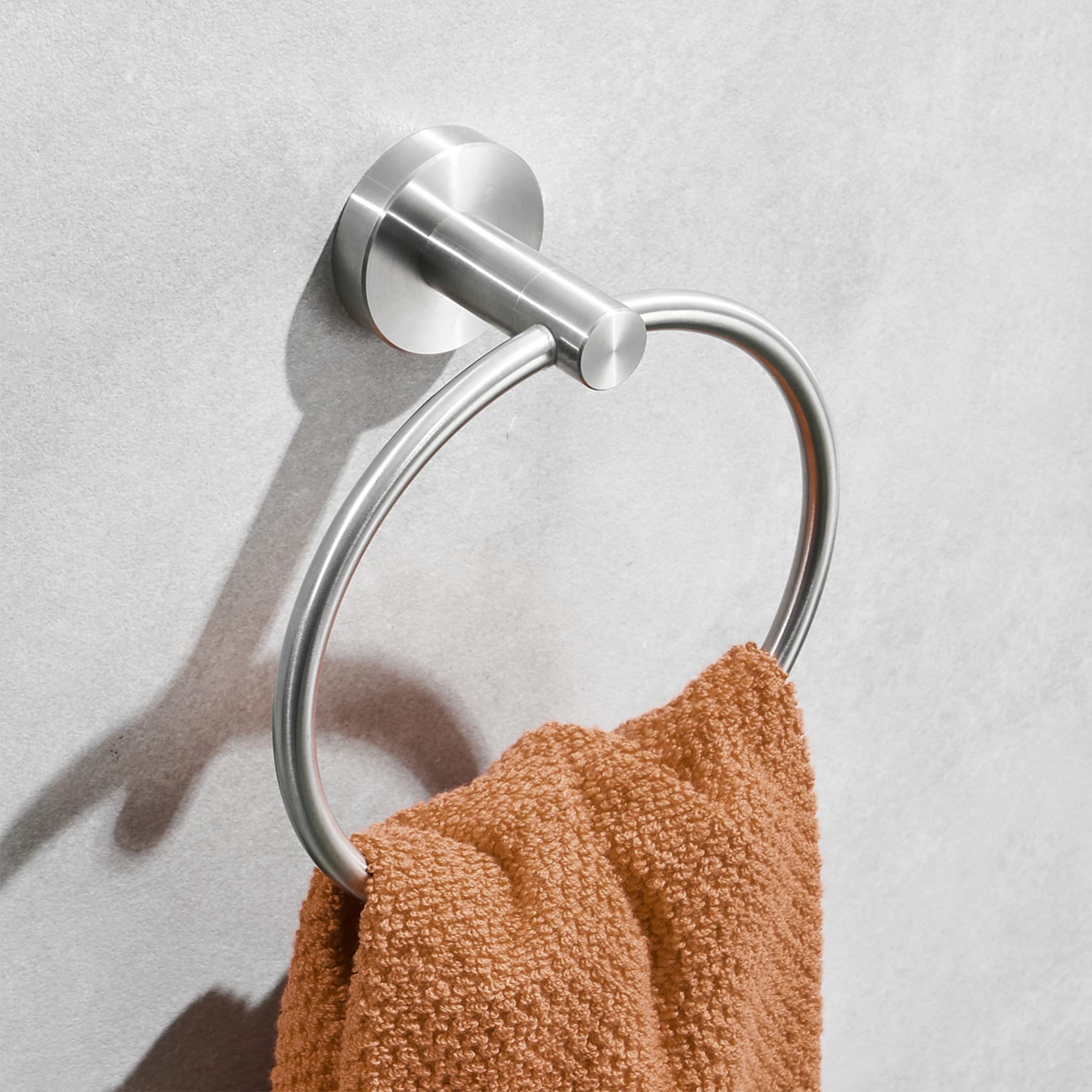WEIKO Brushed Nickel Toilet Paper Holder & Towel Ring Set - Stainless Steel Wall Mounted Bathroom Accessories (2-Piece) - Perfect for Modern Bathrooms, Powder Rooms & Guest Baths