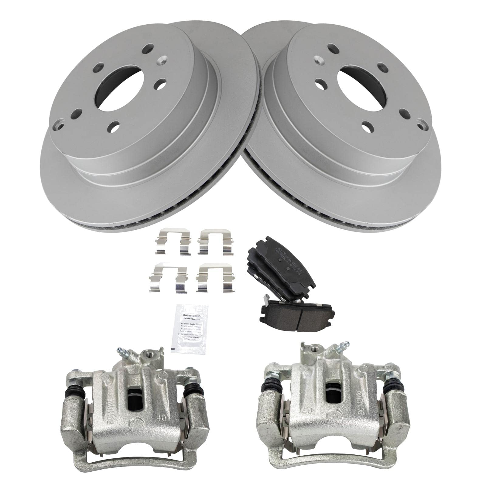 TRQ Premium Rear Brake Pad & Rotor Kit - Semi-Metallic Vented G-Coated Brake Pads & Rotors - Compatible with 2010-2017 Chevrolet Equinox & GMC Terrain - Perfect for Daily Commuting, Highway Driving & Heavy Loads