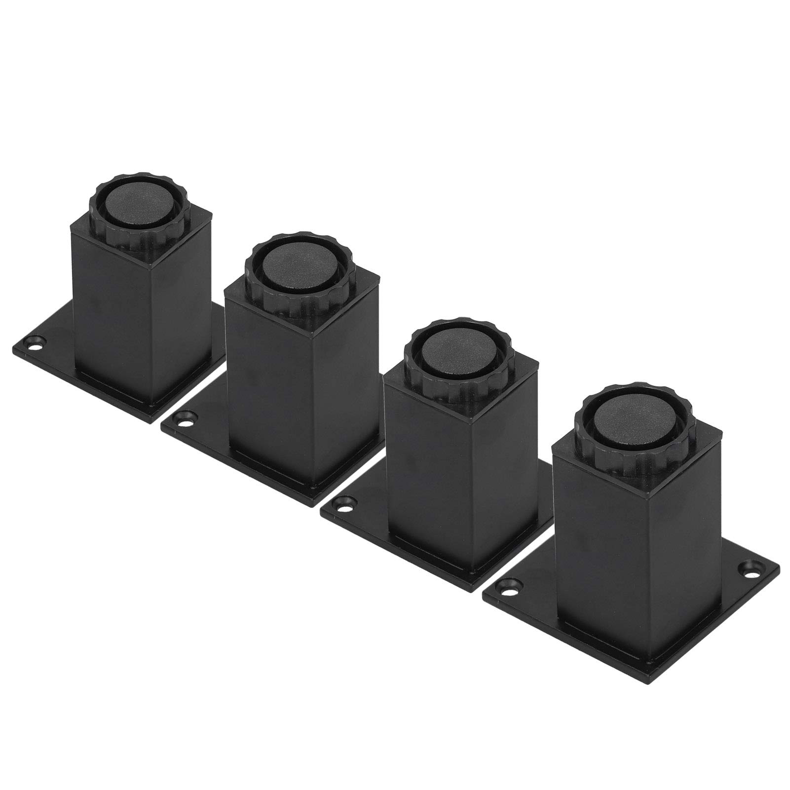 4Pcs Adjustable Height Aluminum Alloy Square Furniture Legs for Sofa Cabinet - 80mm Black Square Cabinet Feet - Perfect for Home Office, Living Room & Bedroom Furniture Support
