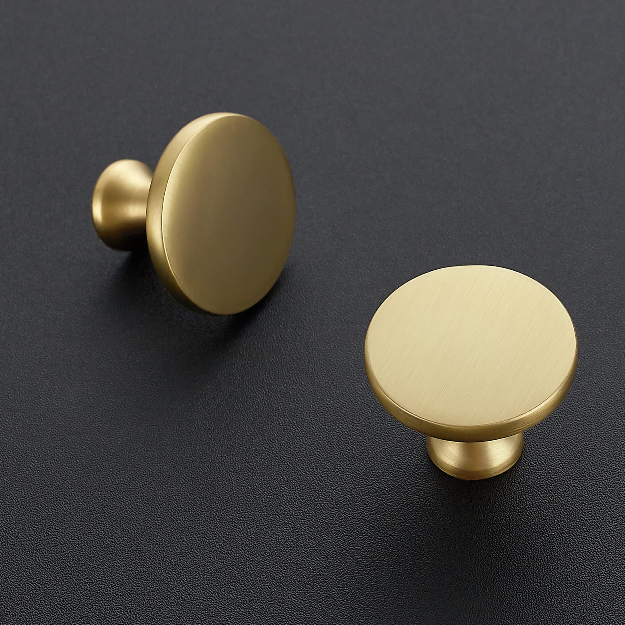 Ravinte 15 Pack Solid Metal Knobs - Gold Cabinet Hardware, Round Dresser & Drawer Knobs, Brushed Brass Kitchen Cabinet Pulls - Perfect for Home Decor, Furniture Upgrades & DIY Projects