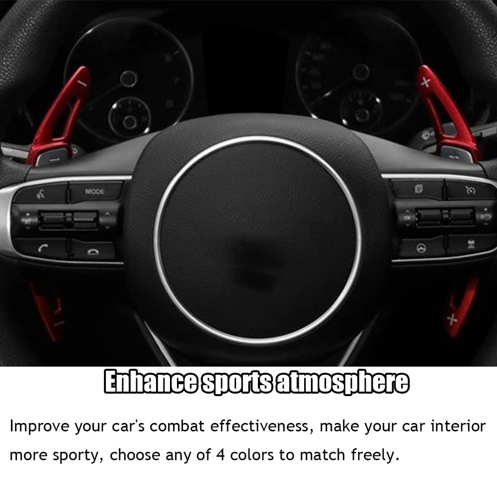 Kakash Custom Aluminum Steering Wheel Paddle Shifter Extensions for Hyundai Tucson 2022-2023, Sonata 2020-2022, Elantra 2021-2022 - 2PCS Red Interior Accessories Set - Enhance Driving Performance & Style