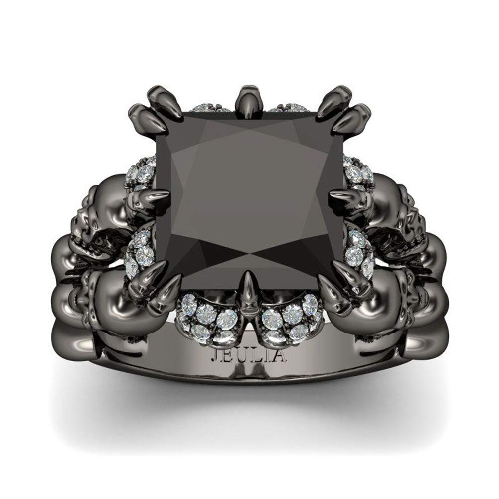6.55 Carat Princess Cut Diamond Engagement Ring for Women - Sterling Silver Double Row Halo Bridal Ring Set with Black Plating, Anniversary Promise Ring Gift Box (Perfect for Proposals, Weddings & Special Occasions)