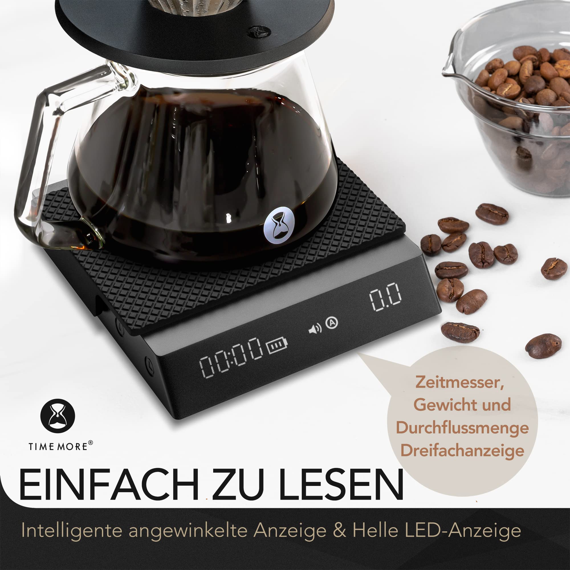 TIMEMORE Black Mirror Nano Digital Coffee Scale with Timer - 2000g/0.1g Precision Espresso Scale with Flow Rate Measurement, Auto Timer for Pour Over Coffee, Drip Coffee & Espresso Brewing - Perfect for Home Baristas & Coffee Shops (Black)
