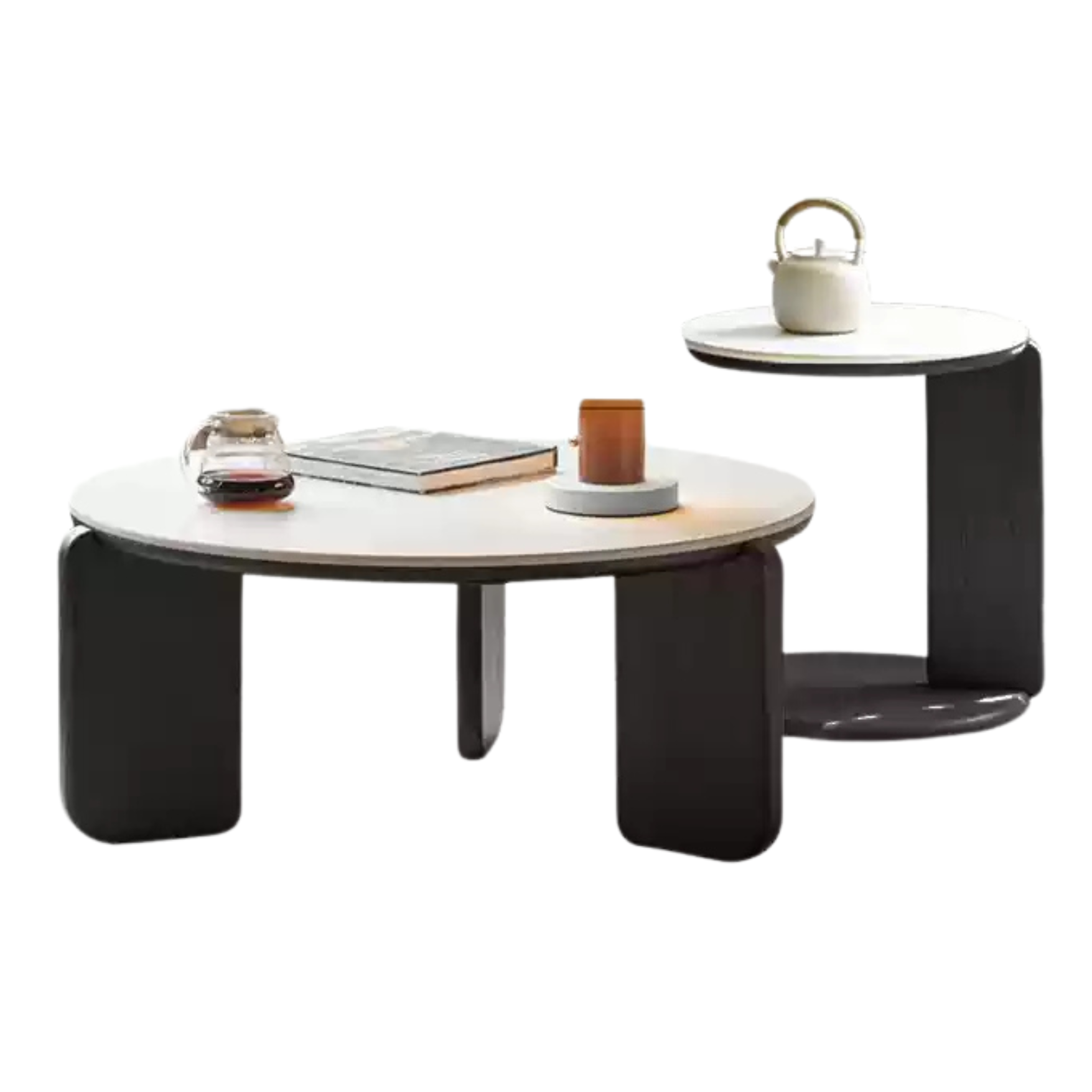 31.4x31.4x13.7 inch/ 80x80x35 cm + 17.7x17.7x18.8 inch / 45x45x48cm / Smoky color / 0.8m slate coffee table (ivory white) + 0.45m slate coffee table (ivory white)