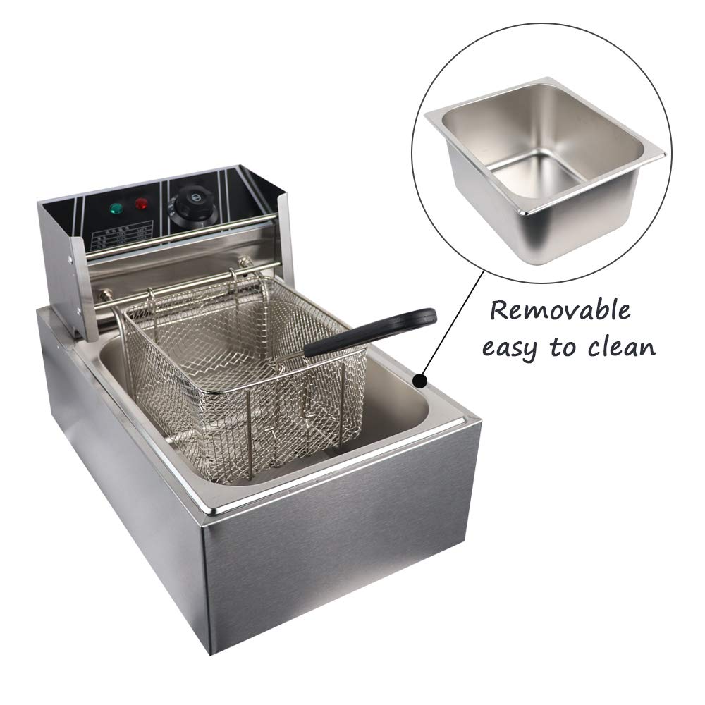 6L Electric Deep Fryer - Stainless Steel Commercial Countertop Fryer for Chicken, French Fries & More | Perfect for Restaurants, Food Trucks & Home Kitchens