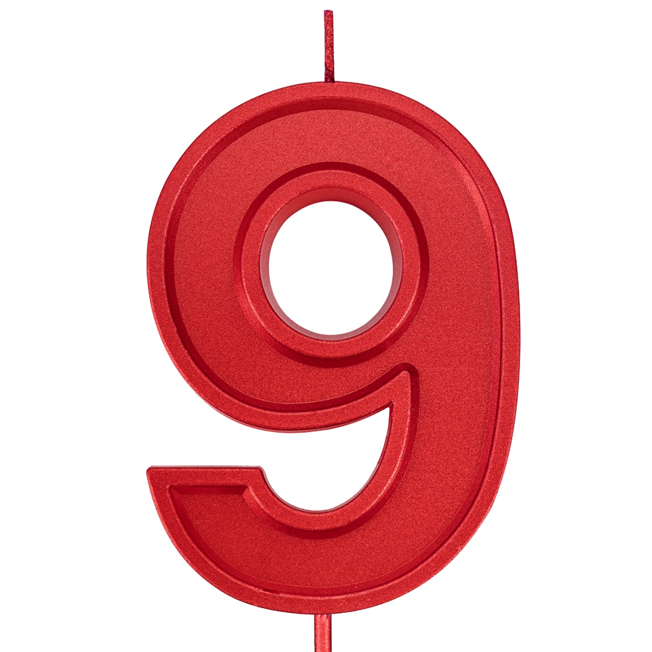 3.93 Inch Large Metallic Red Number 9 Birthday Candles - Cake & Cupcake Toppers for Adult/Kid Parties, Family Baking & Celebration Decorations - Perfect for Birthday Cakes, Dessert Displays & Special Occasions