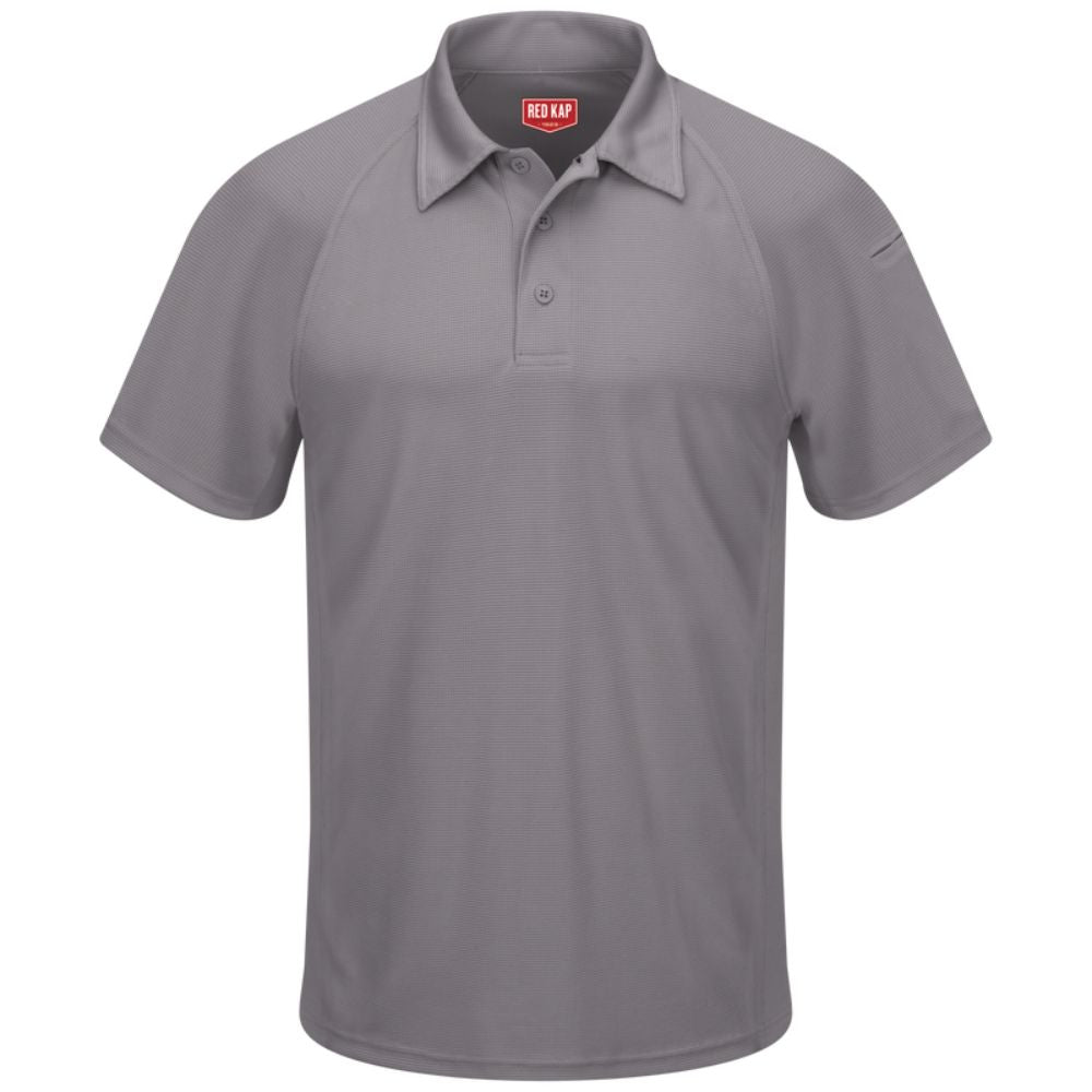 Red Kap Men's Short Sleeve Performance Knit Flex Series Active Polo Shirt SK92 - Moisture Wicking, Stretchable & Breathable Workwear for Men - Ideal for Office, Golf & Outdoor Activities (Grey)