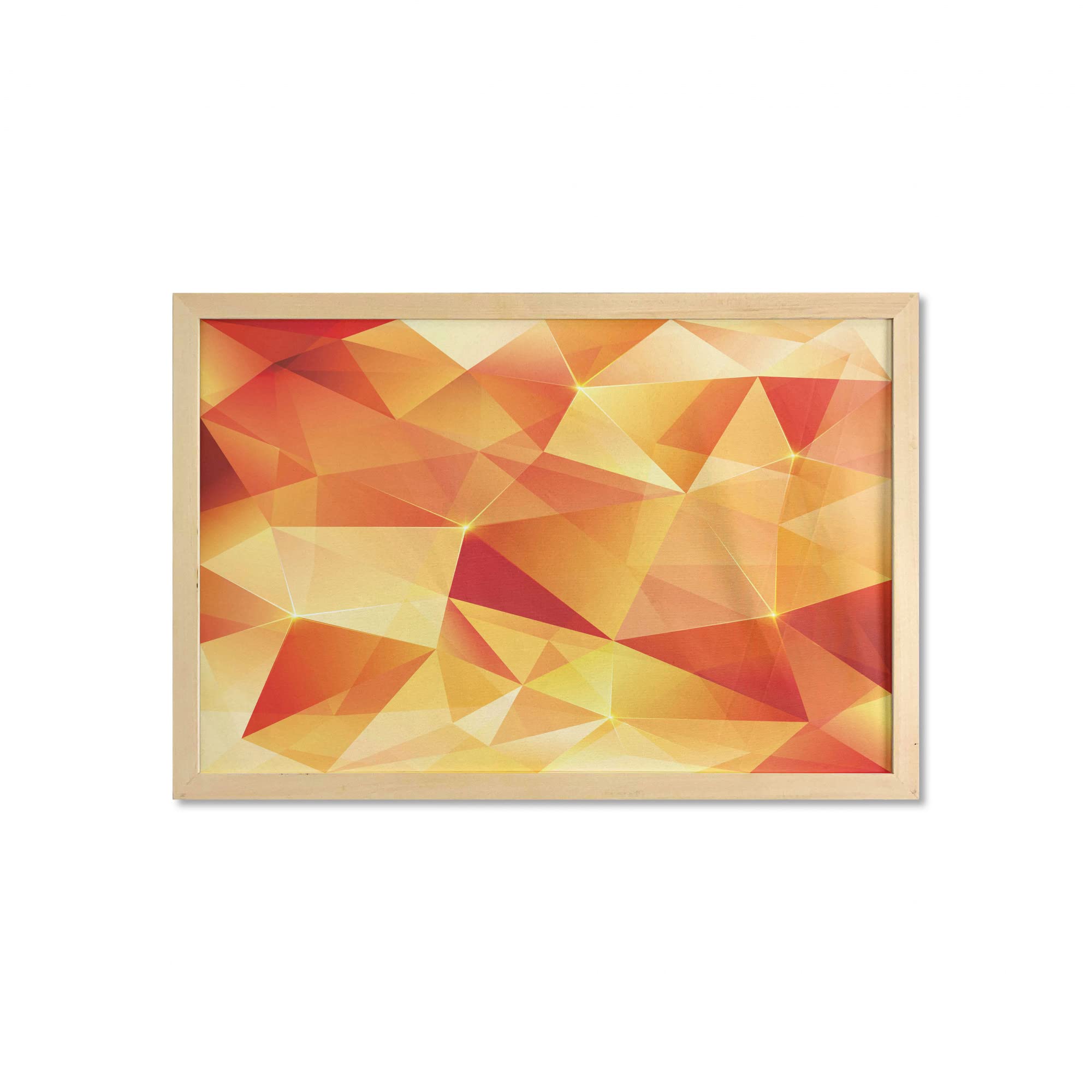 Ambesonne Abstract Wall Art with Frame - Modern Geometric Triangle Print Fabric Poster for Bathroom, Living Room & Dorm Decor - 35