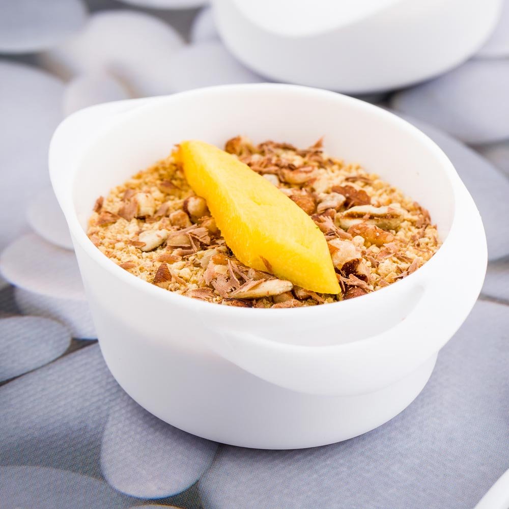 Restaurantware 3oz Mini Serving Dishes - 100 Disposable White Plastic Appetizer Plates with Built-In Handles for Snacks, Desserts & Party Catering | Perfect for Weddings, Events & Restaurant Use